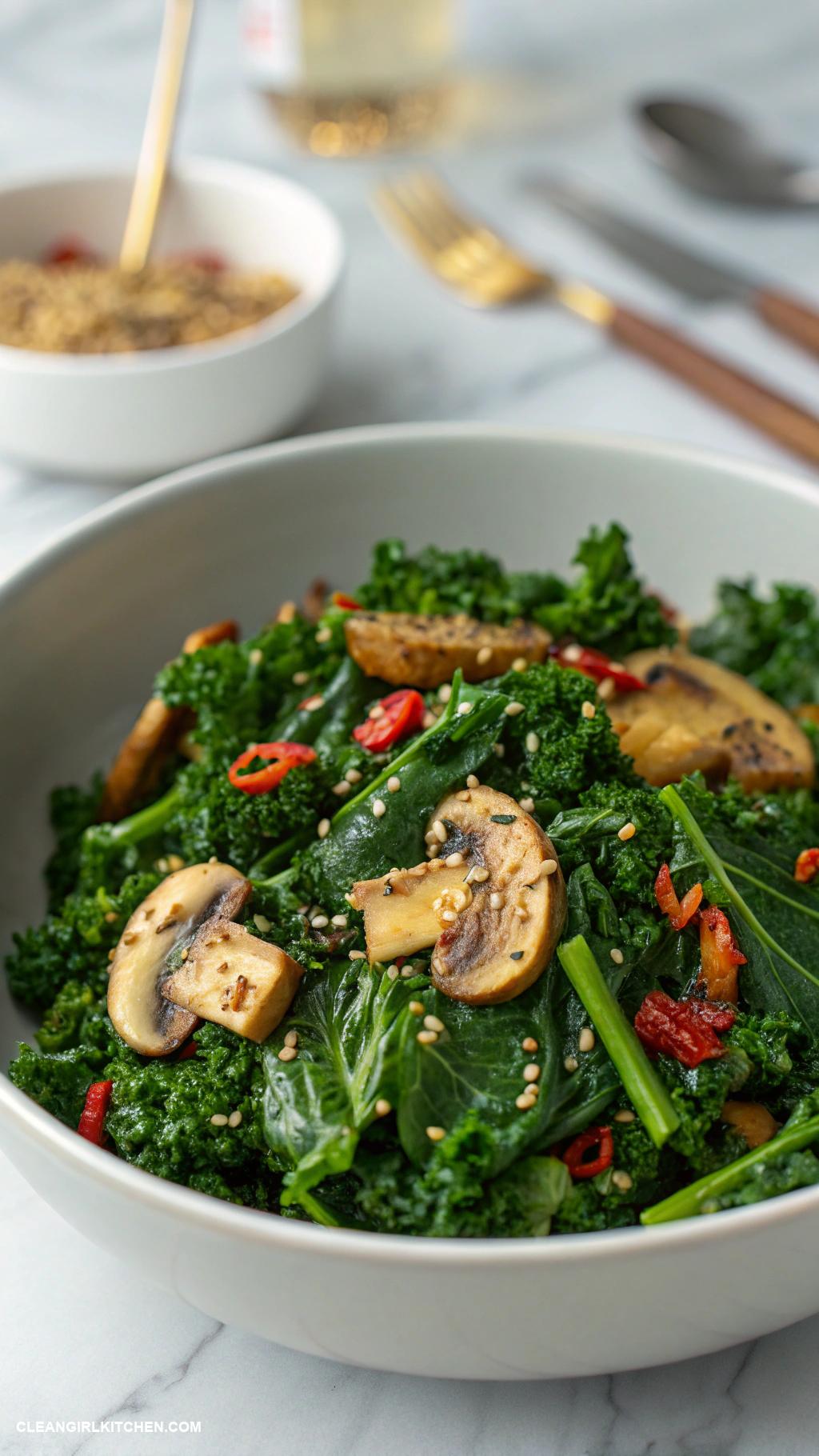 healthy kale recipes Kale and Mushroom Stir Fry