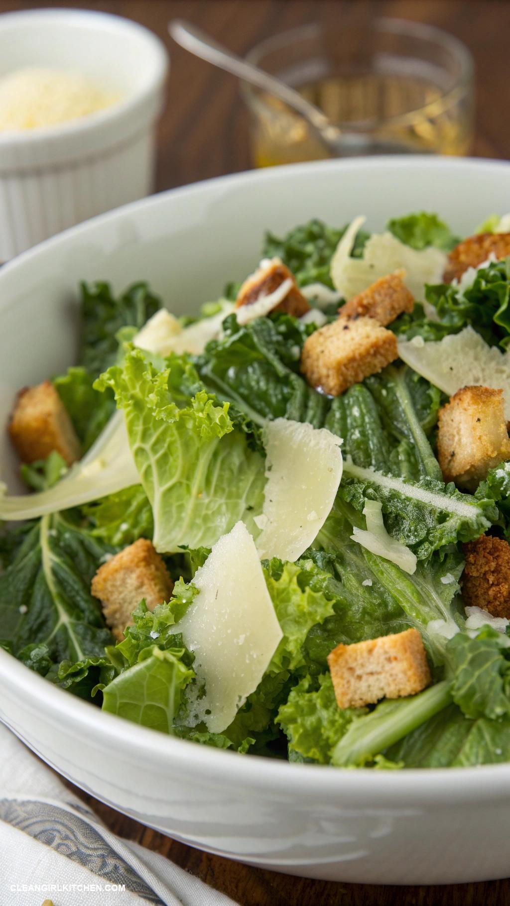healthy lettuce recipes Caesar Salad with Kale and Butter Lettuce