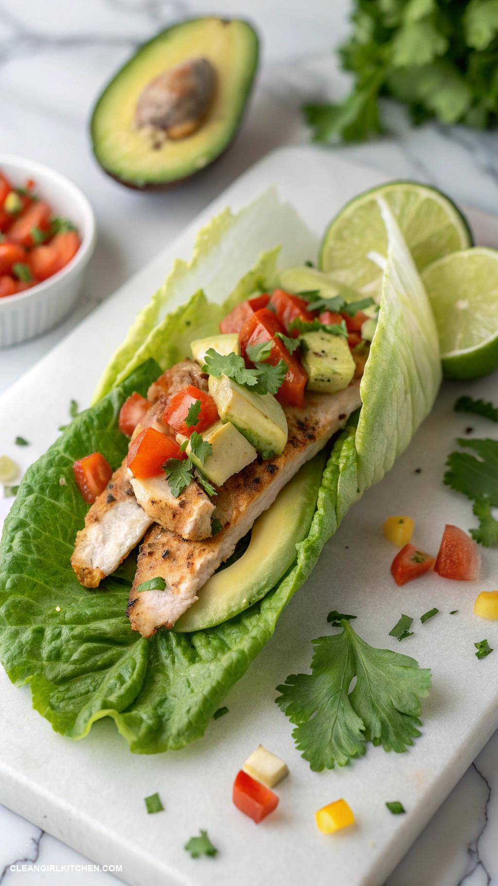 healthy lettuce recipes Lettuce Wraps with Grilled Chicken and Avocado