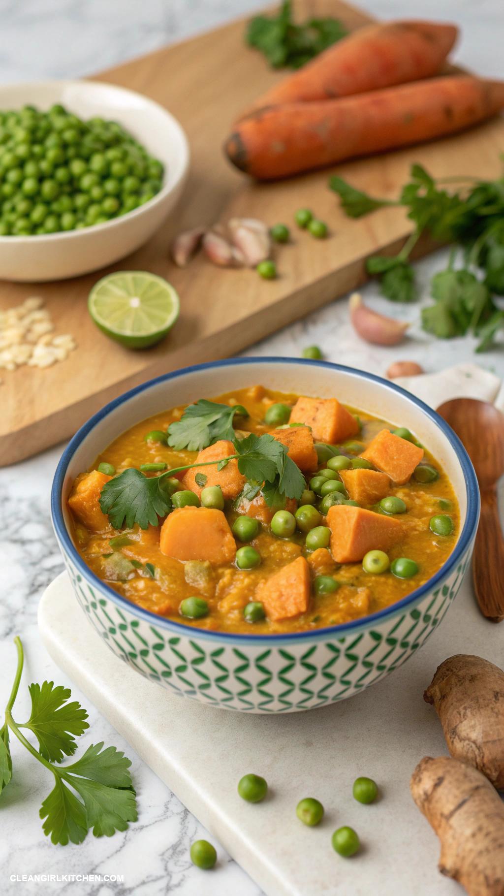 healthy peas recipes Spicy Pea and Sweet Potato Curry