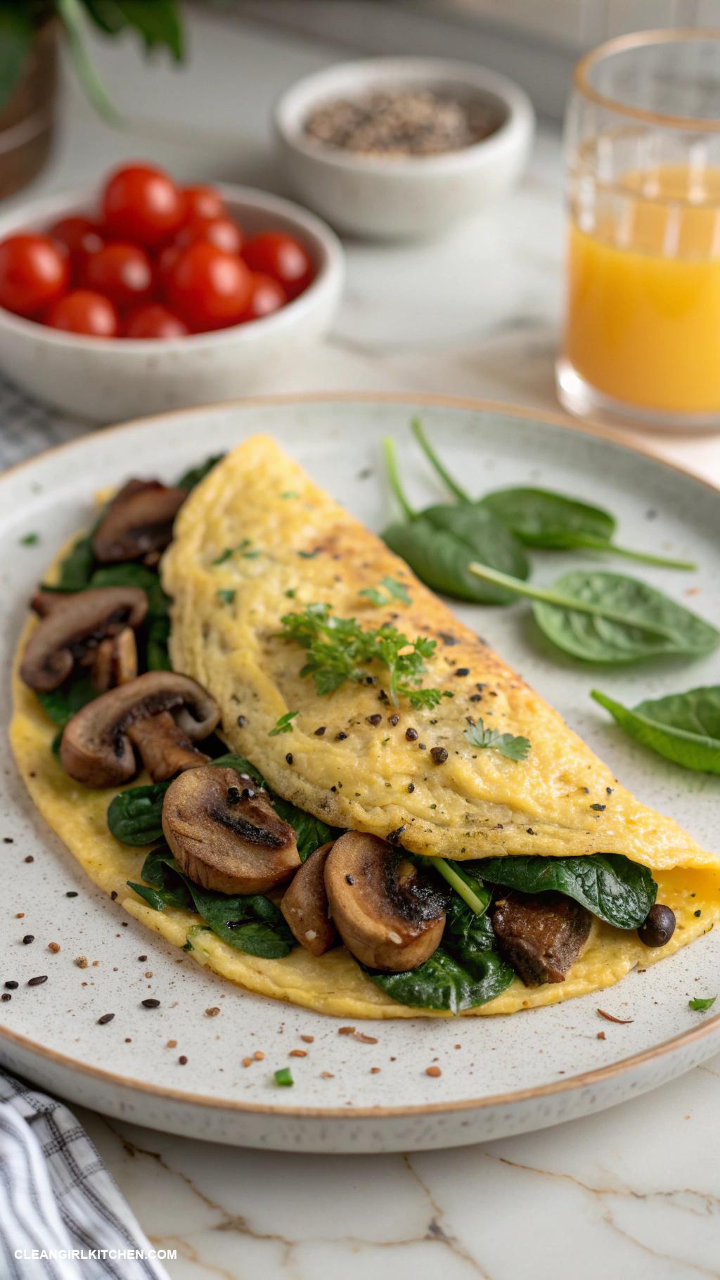 healthy spinach recipes Baked Spinach and Mushroom Omelette
