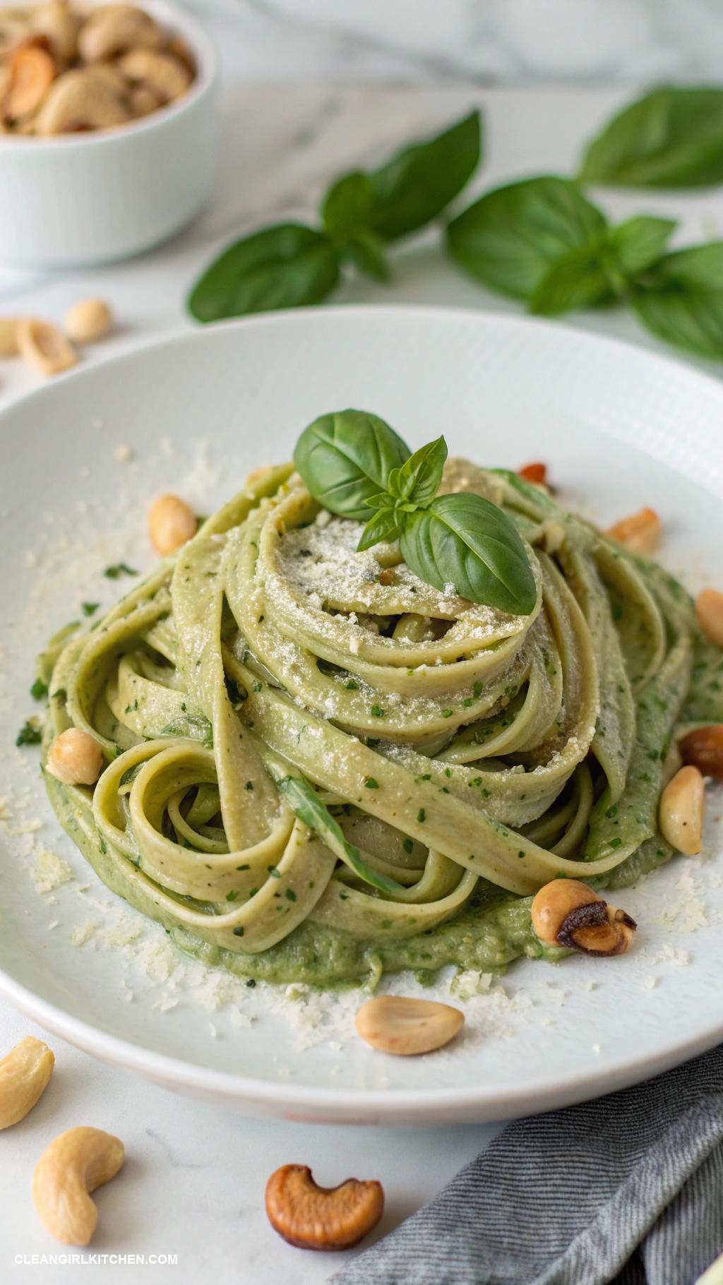 healthy spinach recipes Creamy Spinach Pasta with Cashew Cream