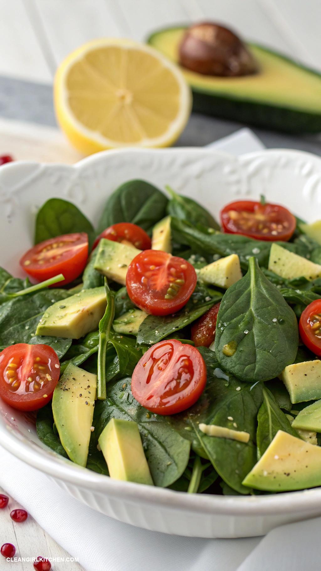 healthy spinach recipes Spinach Avocado and Tomato Salad