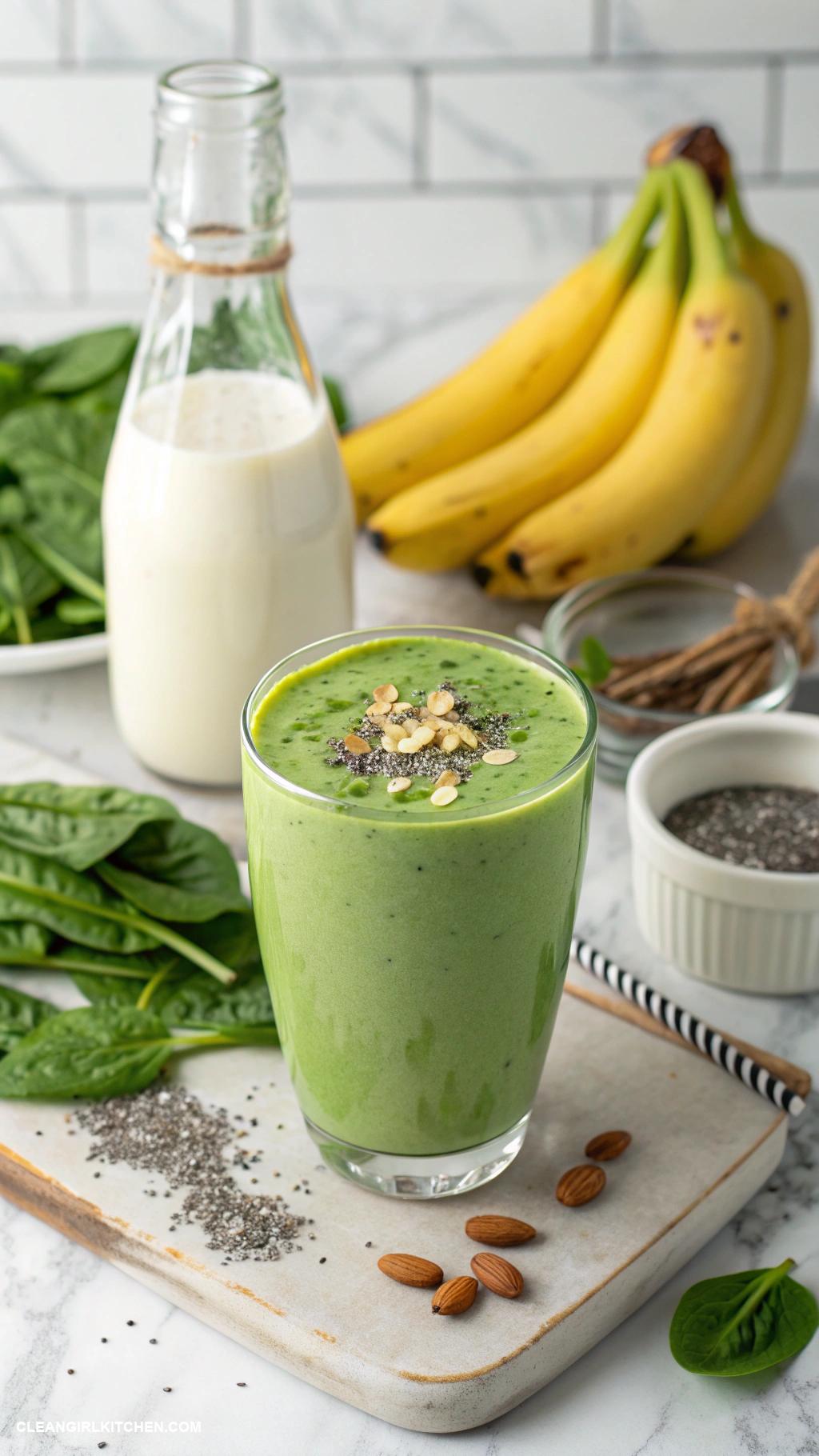 healthy spinach recipes Spinach Smoothie with Banana and Almond Milk