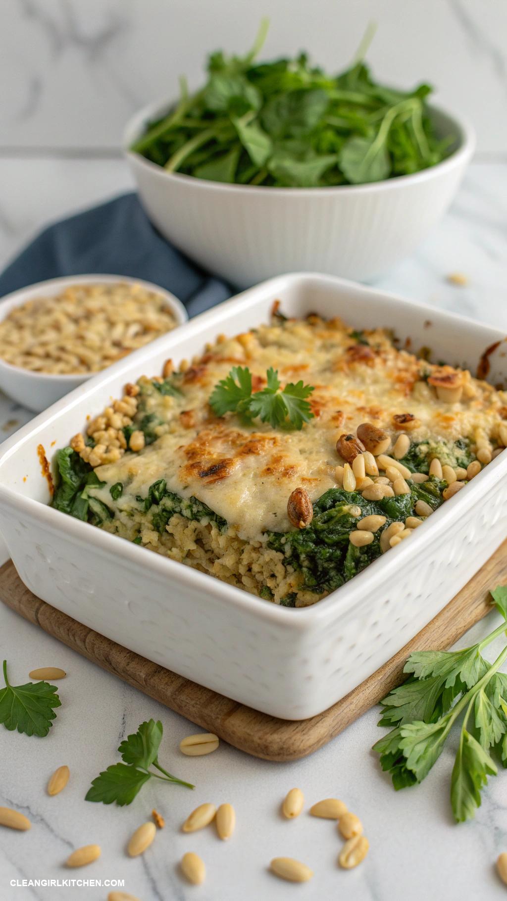 healthy spinach recipes Spinach and Brown Rice Casserole