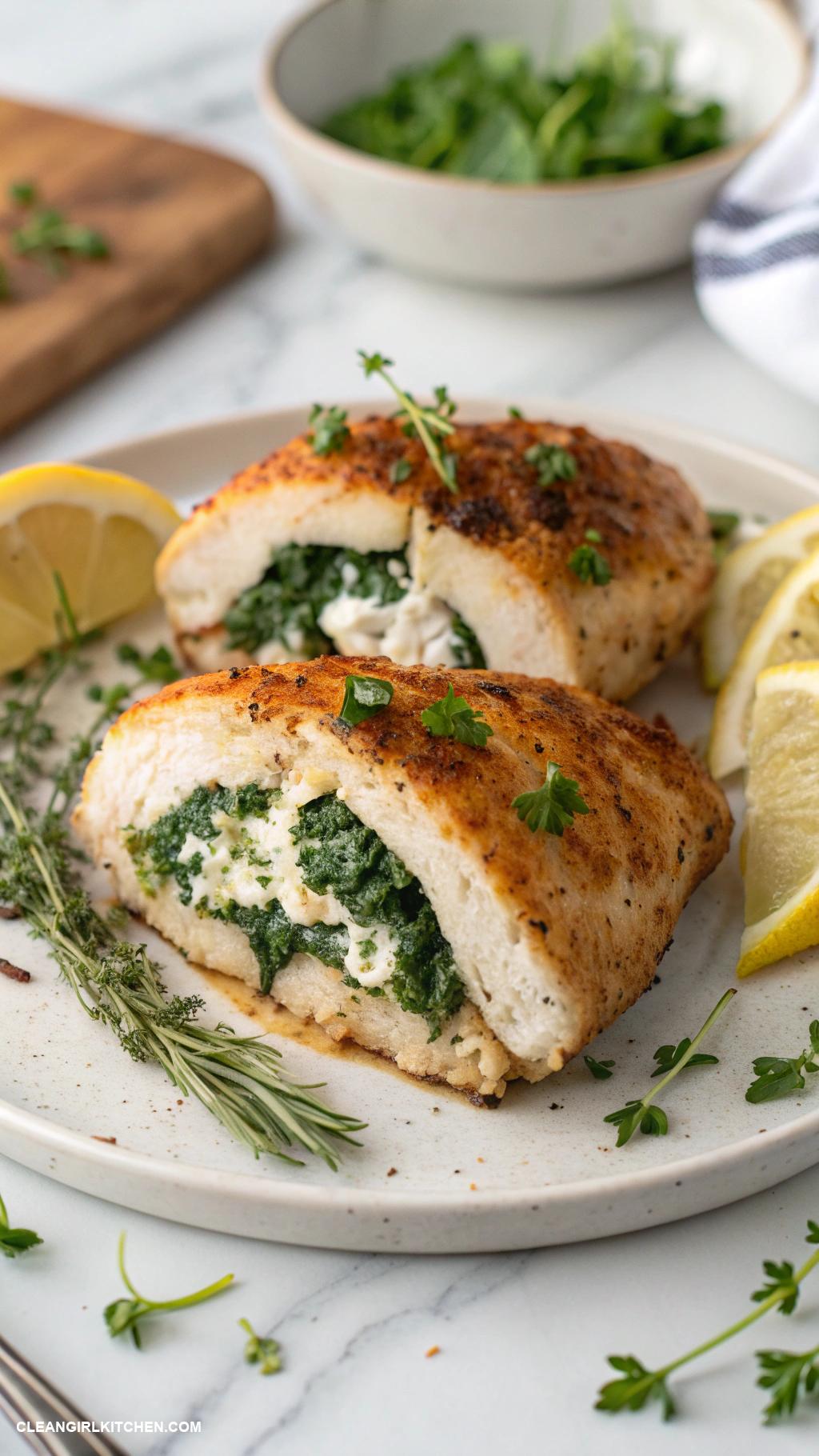 healthy spinach recipes Spinach and Feta Stuffed Chicken Breast