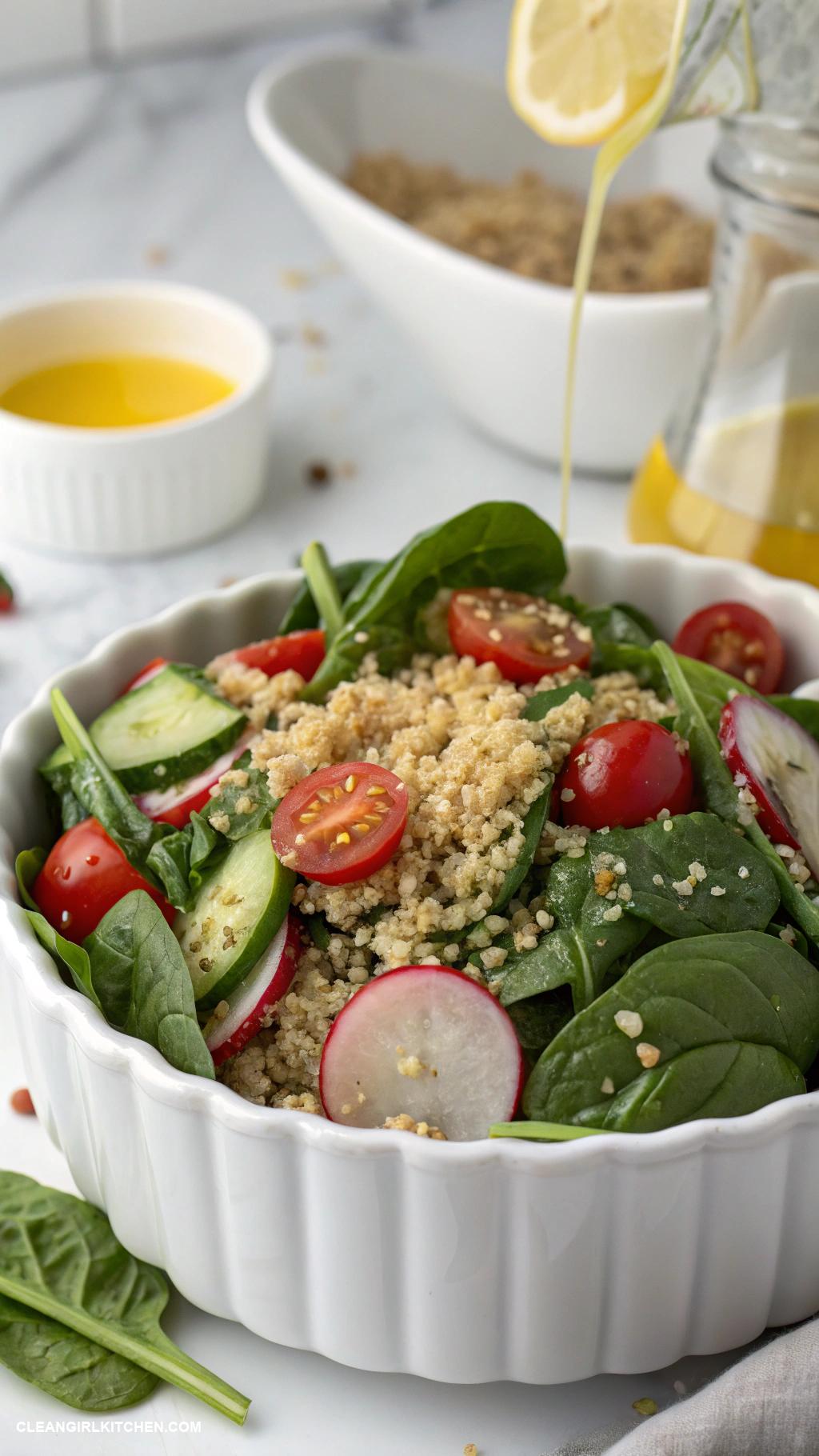 healthy spinach recipes Spinach and Quinoa Salad with Lemon Vinaigrette