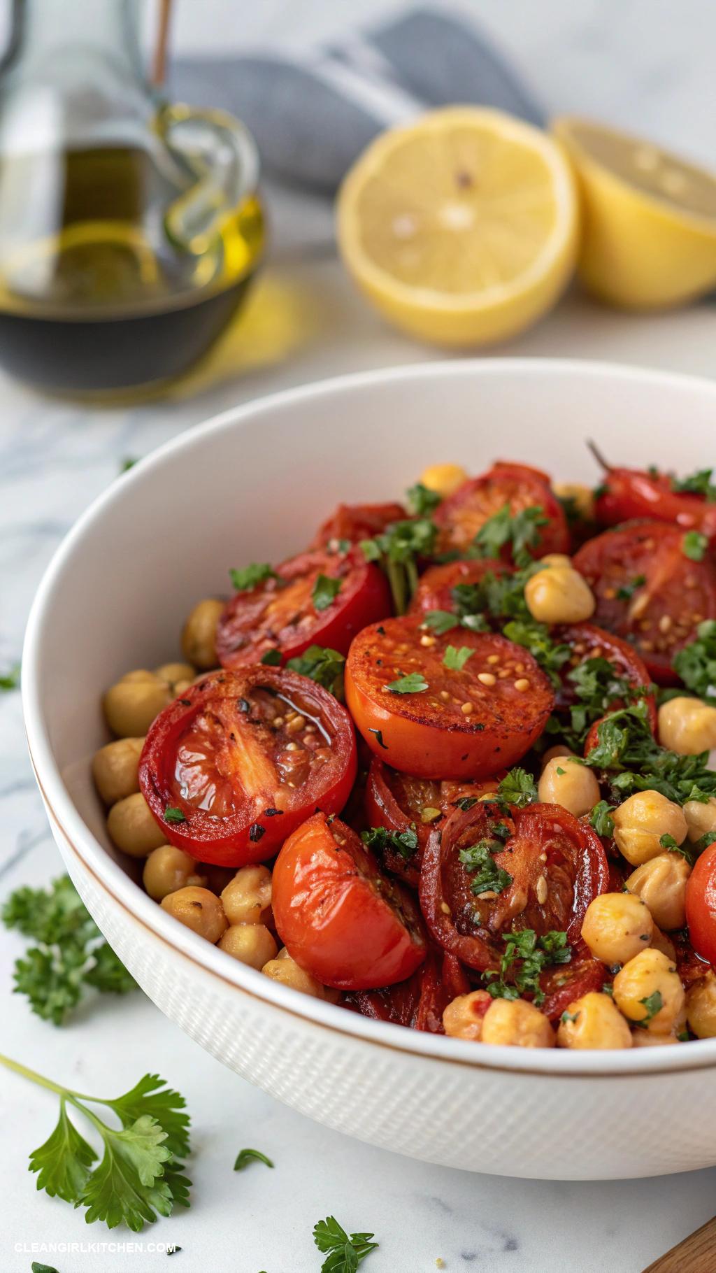 healthy tomato recipes Roasted Tomato and Chickpea Salad