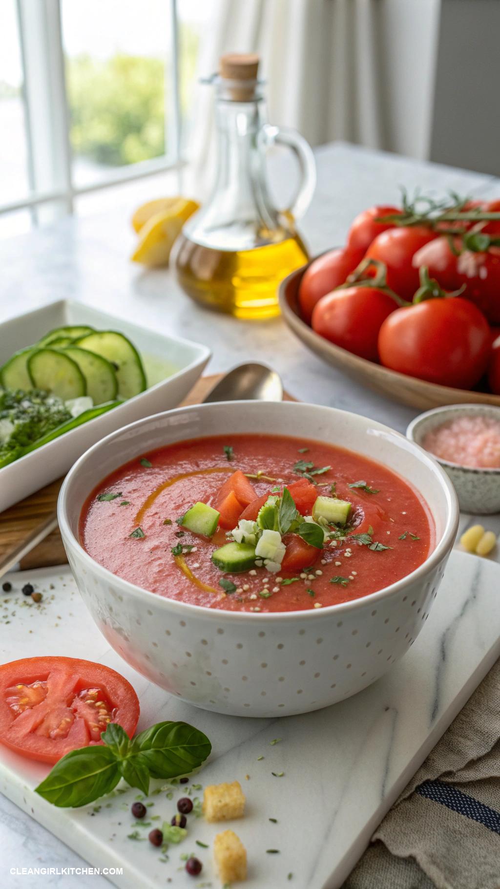 healthy tomato recipes Tomato and Cucumber Gazpacho