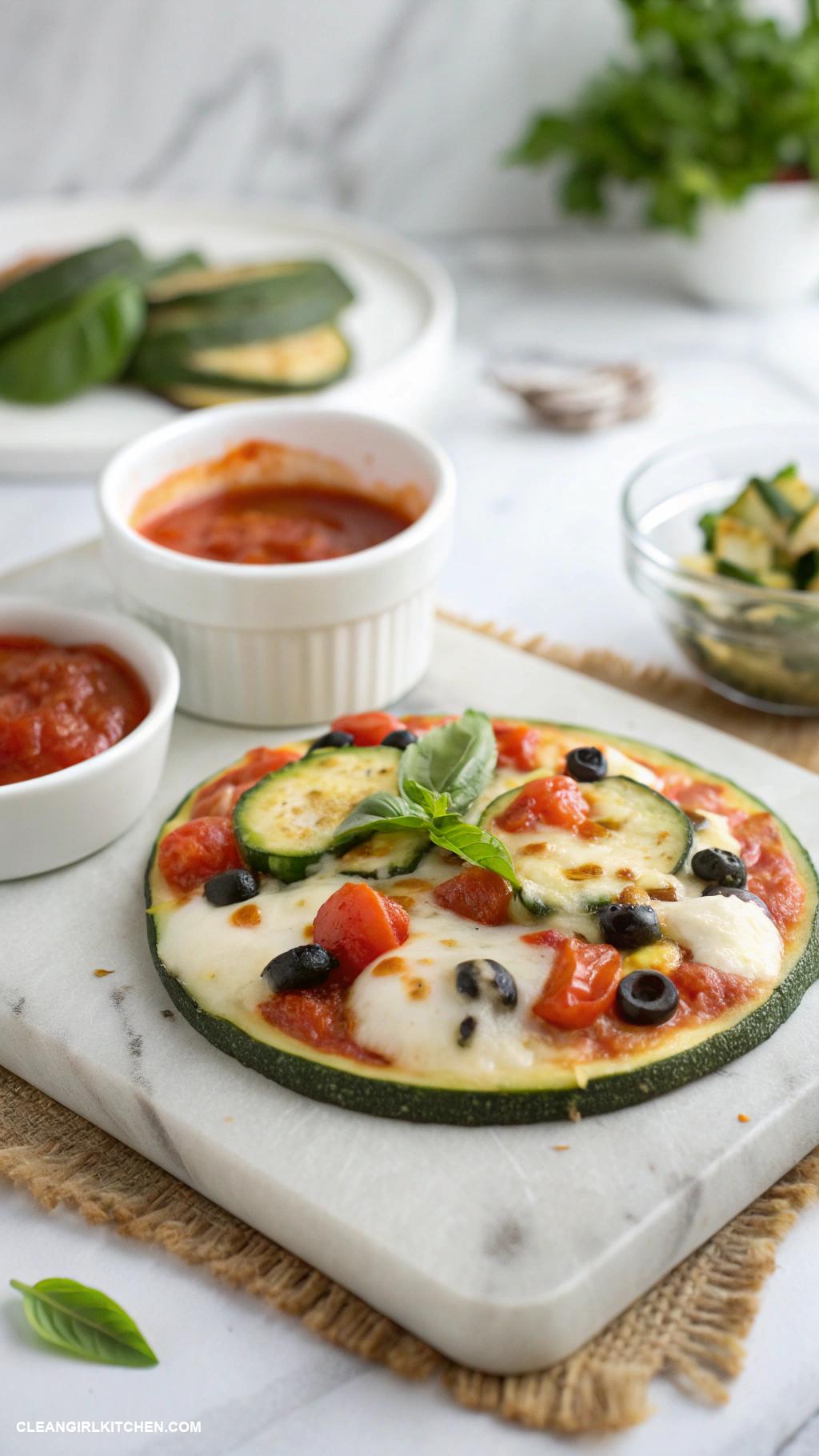 healthy zucchini recipes Zucchini Pizza Bites with Marinara Sauce