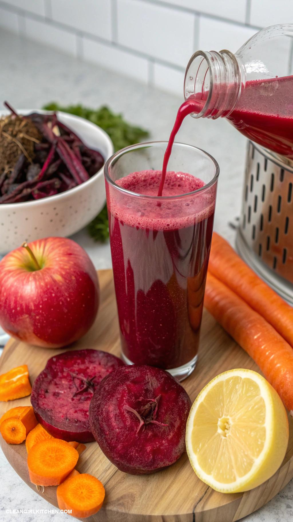 juice cleanse recipes Beetroot Delight 1 beetroot 2 apples 1 carrot 1 lemon