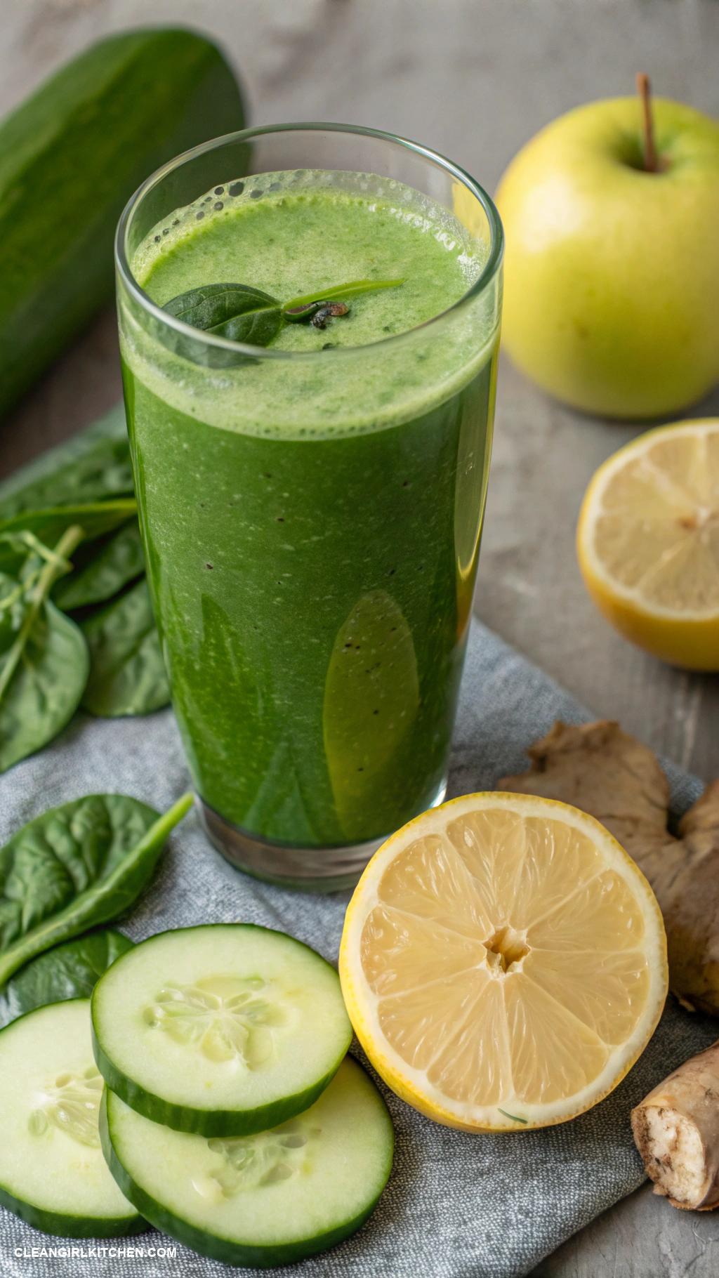 juice cleanse recipes Green Detox Juice 2 green apples 1 cucumber 1 handful of spinach 1 lemon 1 inch ginger root