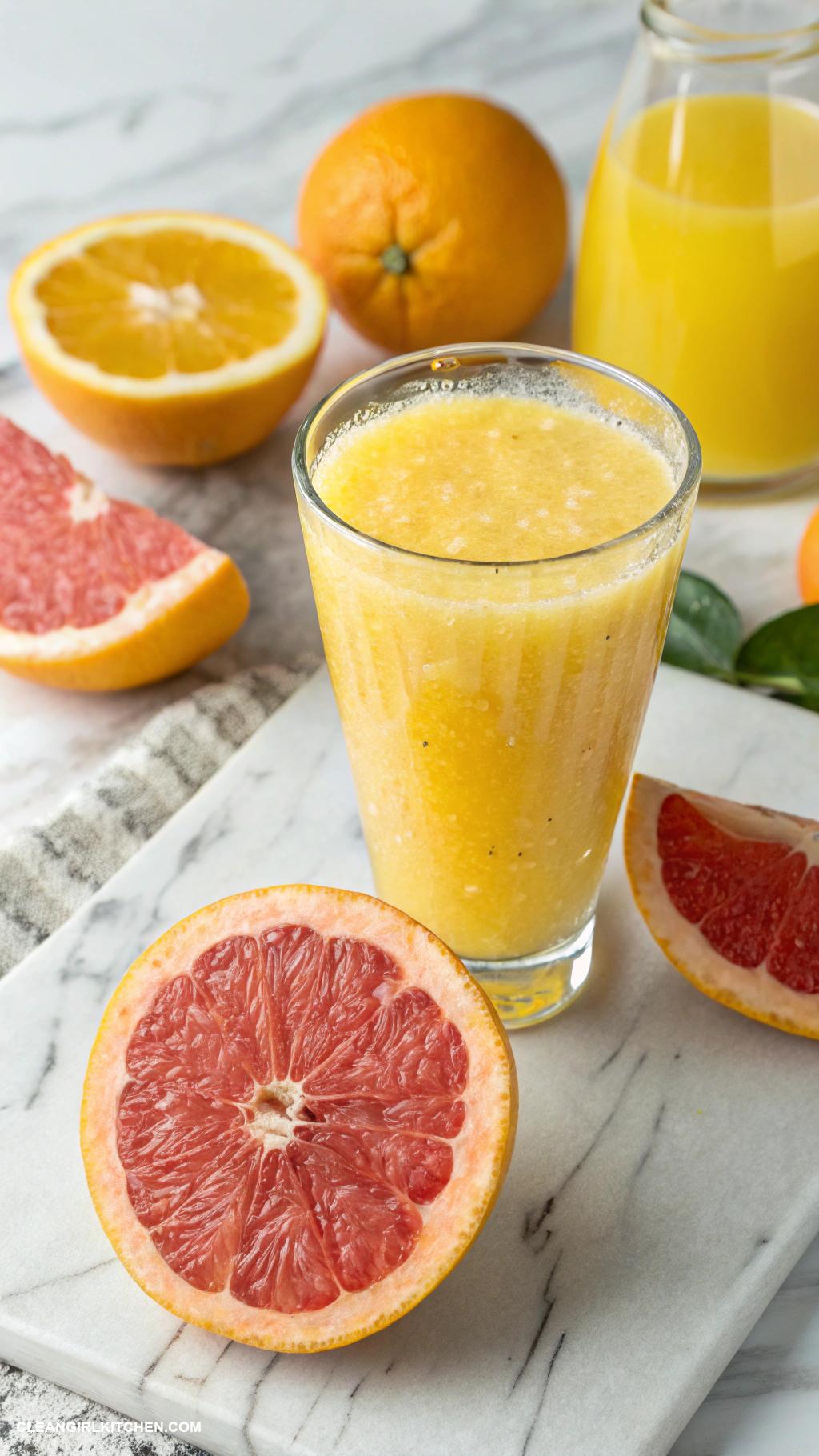 juice cleanse recipes Sunshine Citrus Juice 2 grapefruits 2 oranges 1 lemon 1 inch ginger root