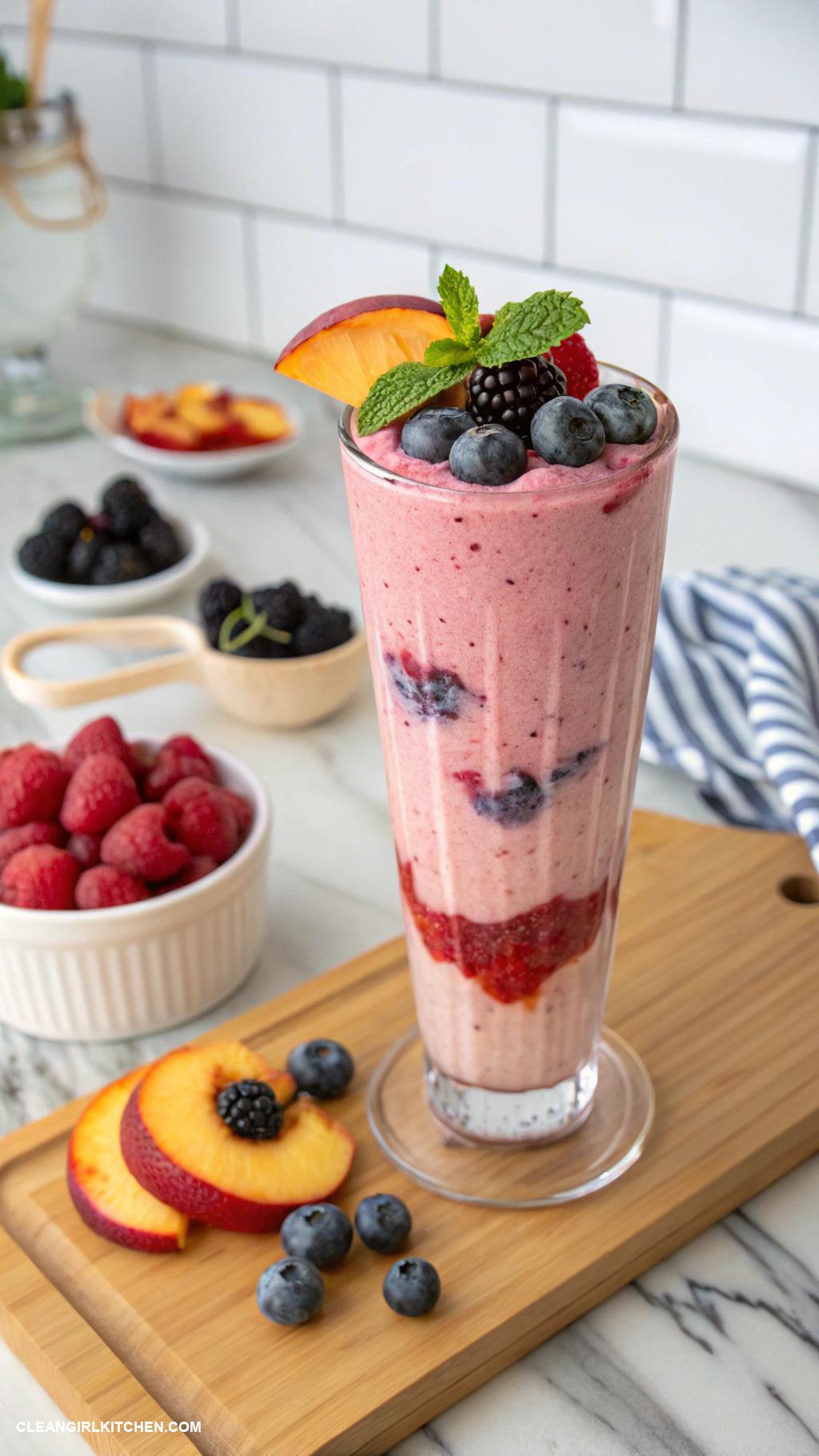 peach smoothie recipes Peach Berry Smoothie Blend peaches with mixed berries Greek yogurt and a splash of orange juice for a fruity delight