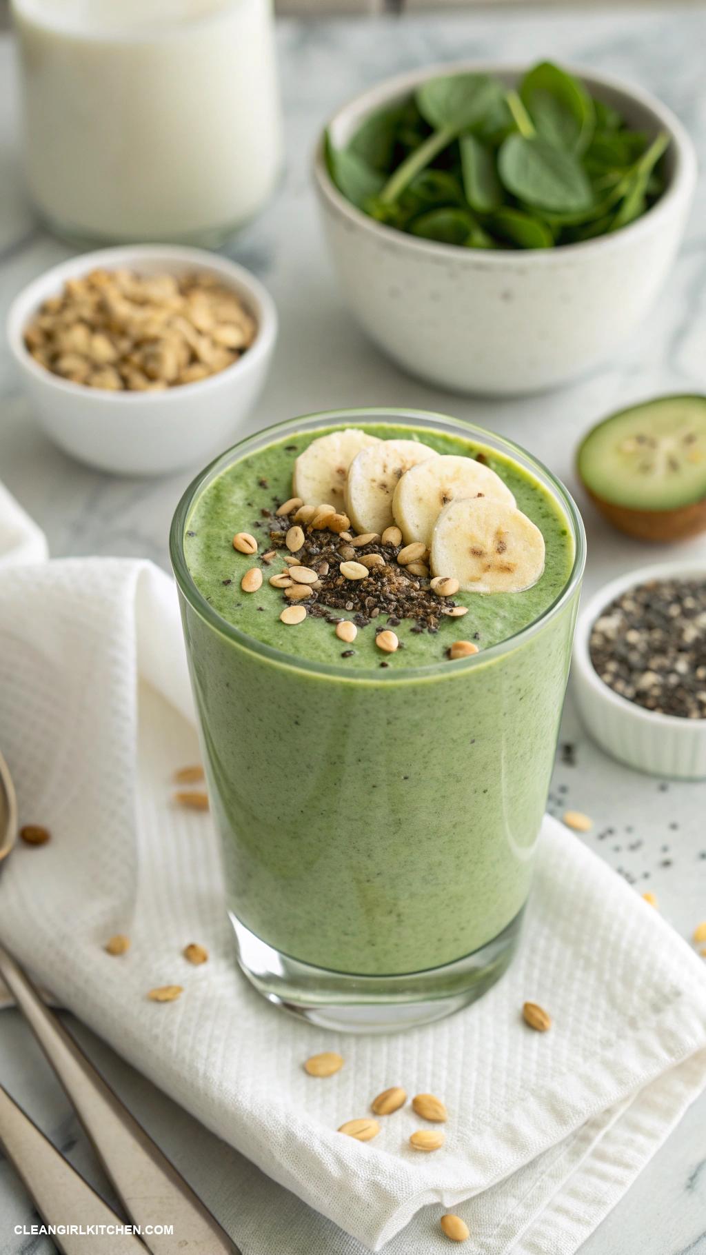 peanut butter smoothie recipes Green Peanut Butter Spinach Smoothie