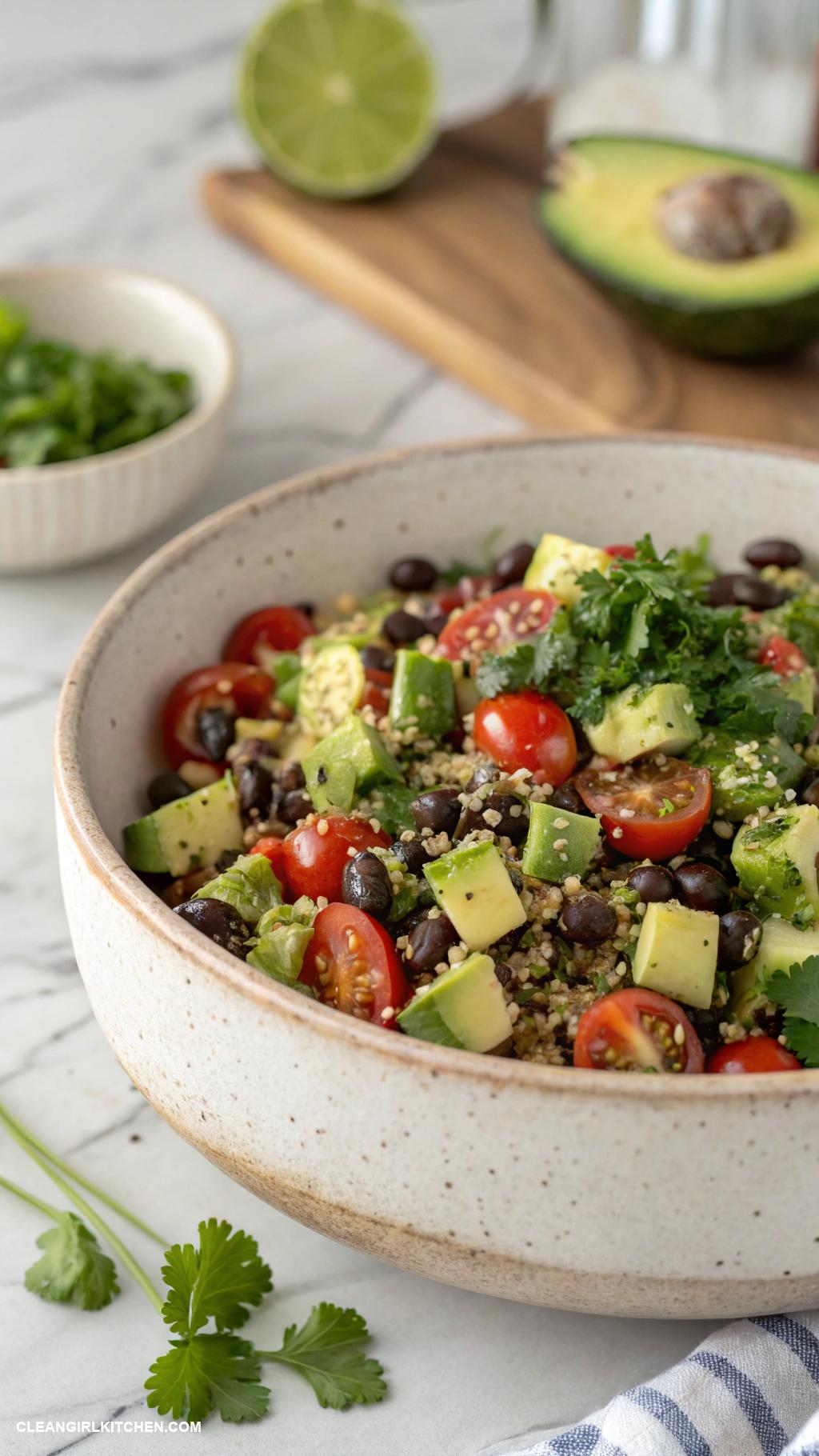 quinoa salad recipes Quinoa Black Bean Salad with Avocado and Lime Dressing