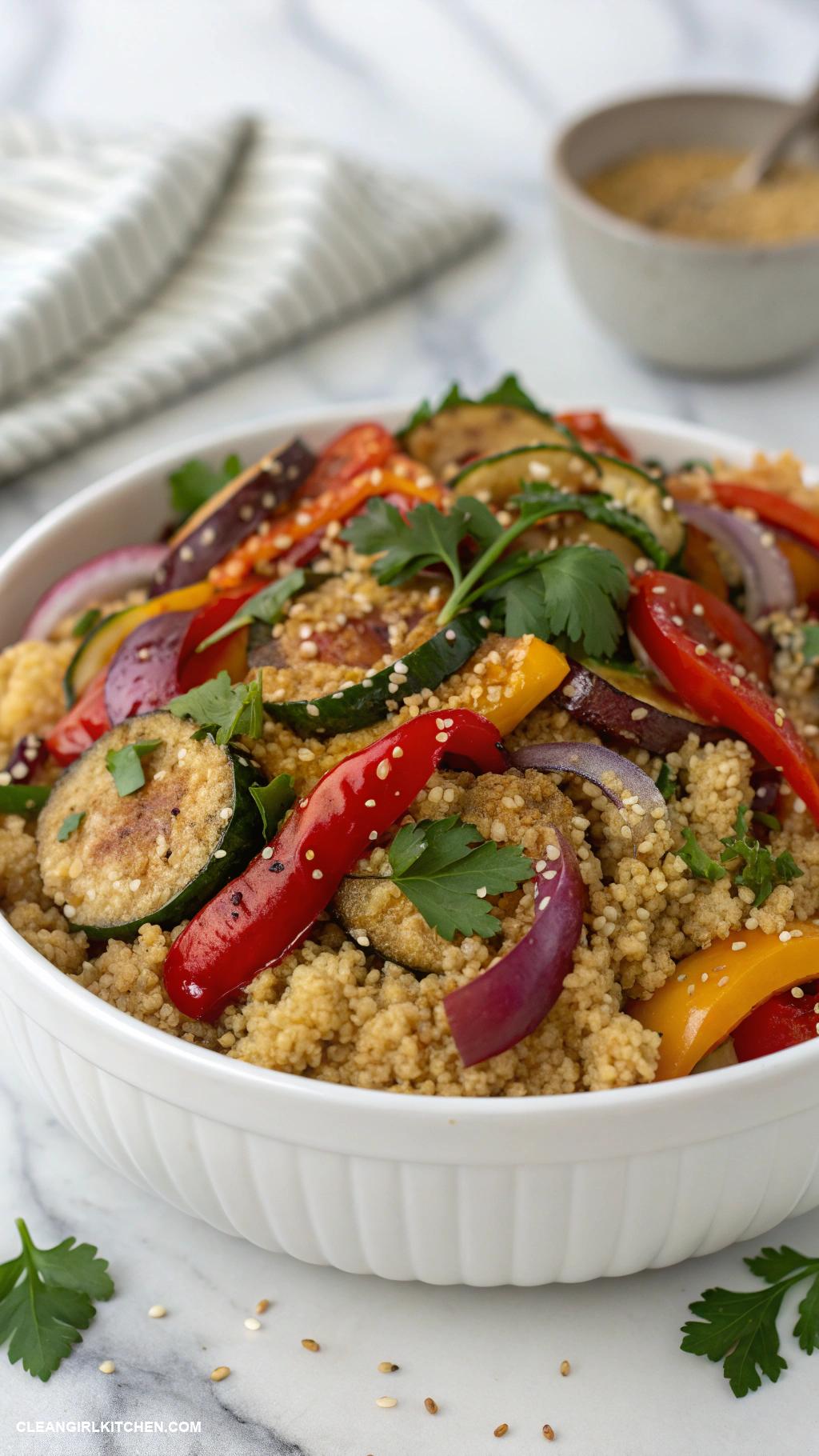 quinoa salad recipes Quinoa Salad with Roasted Vegetables and Tahini Dressing