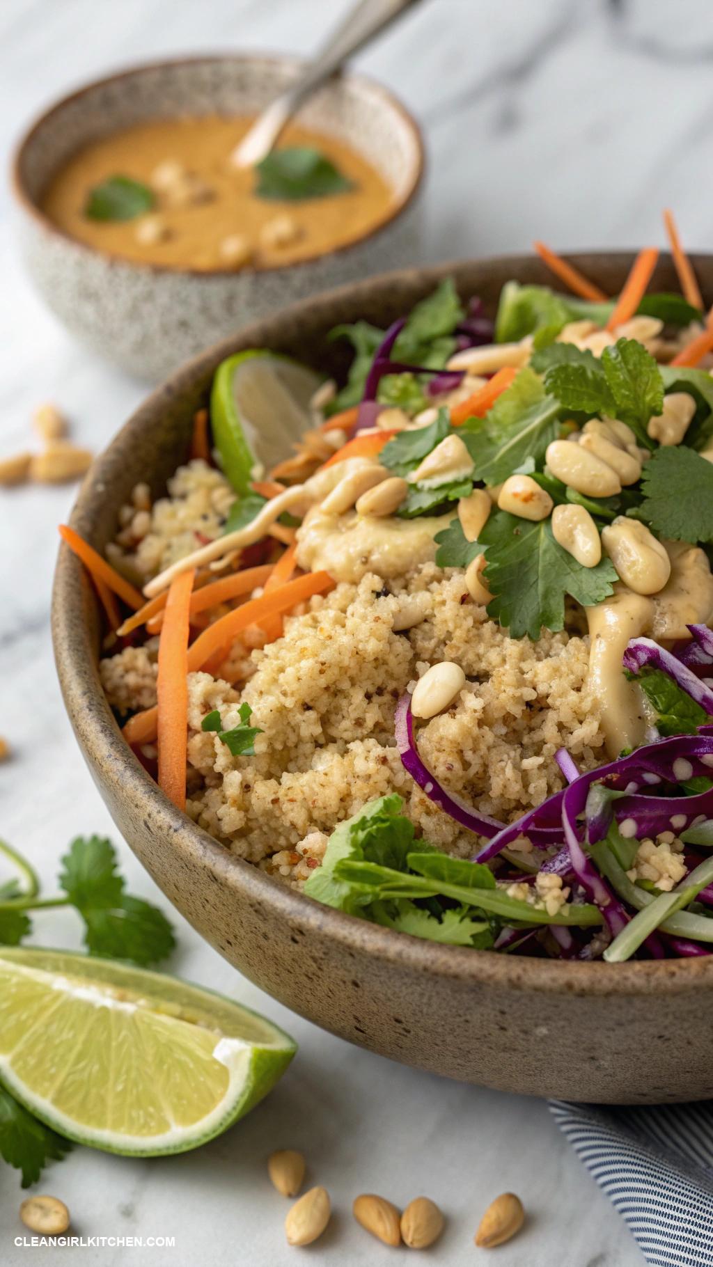 quinoa salad recipes Thai Peanut Quinoa Salad with Cabbage and Carrots
