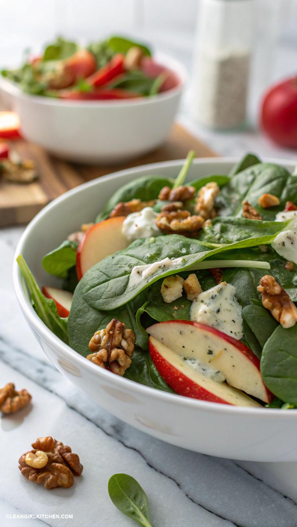 spinach salad recipes Spinach Salad with Apples Walnuts and Poppyseed Dressing