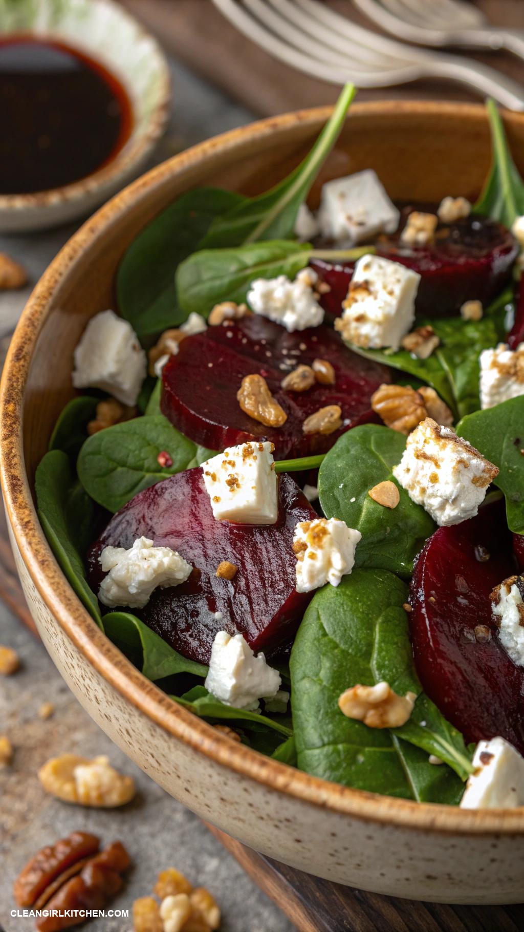 spinach salad recipes Spinach Salad with Roasted Beets and Goat Cheese