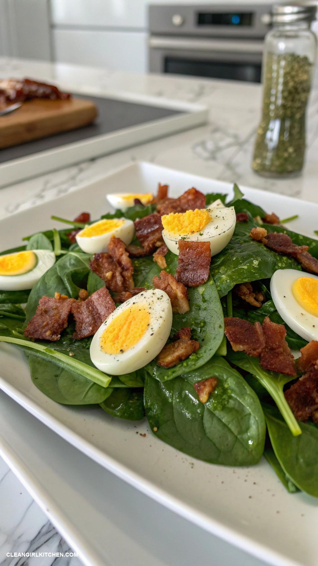 spinach salad recipes Warm Spinach Salad with Bacon and Hard Boiled Eggs