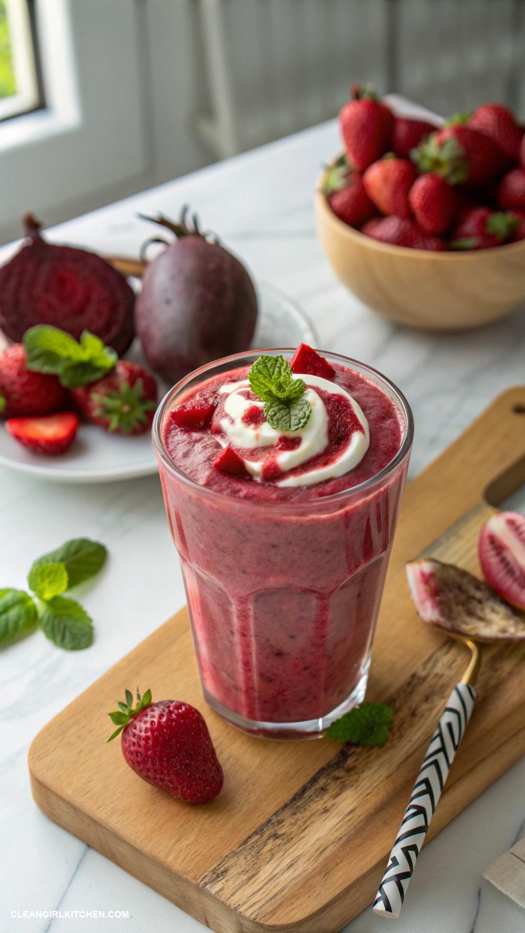 strawberry smoothie recipes Berry Beet Smoothie Mix strawberries with roasted beets Greek yogurt and a splash of apple juice for an earthy yet sweet drink