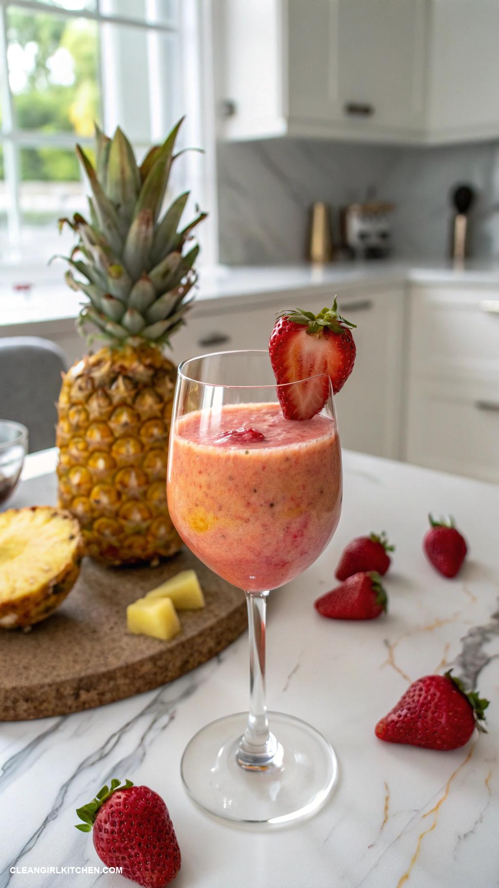 strawberry smoothie recipes Pineapple Strawberry Smoothie Mix strawberries with pineapple chunks coconut water and ice for a refreshing tropical vibe
