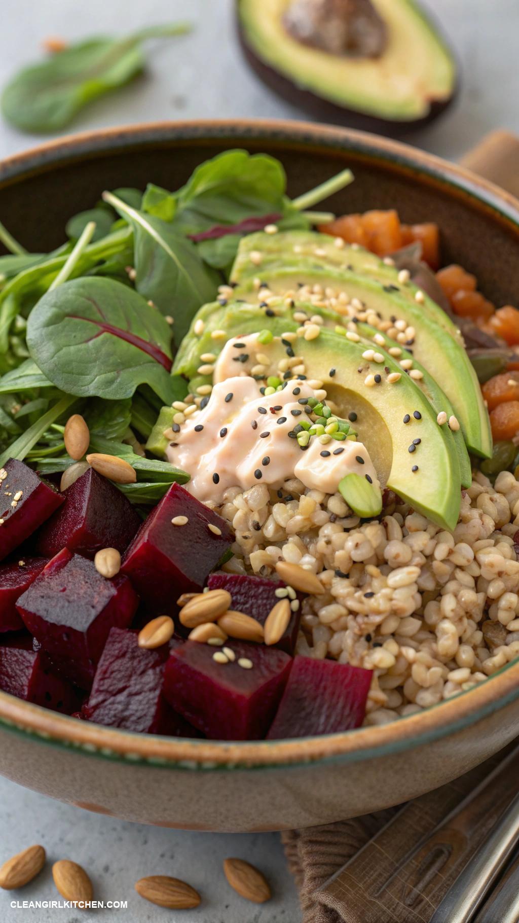 vegan buddha bowls Farro and Roasted Beet Buddha Bowl