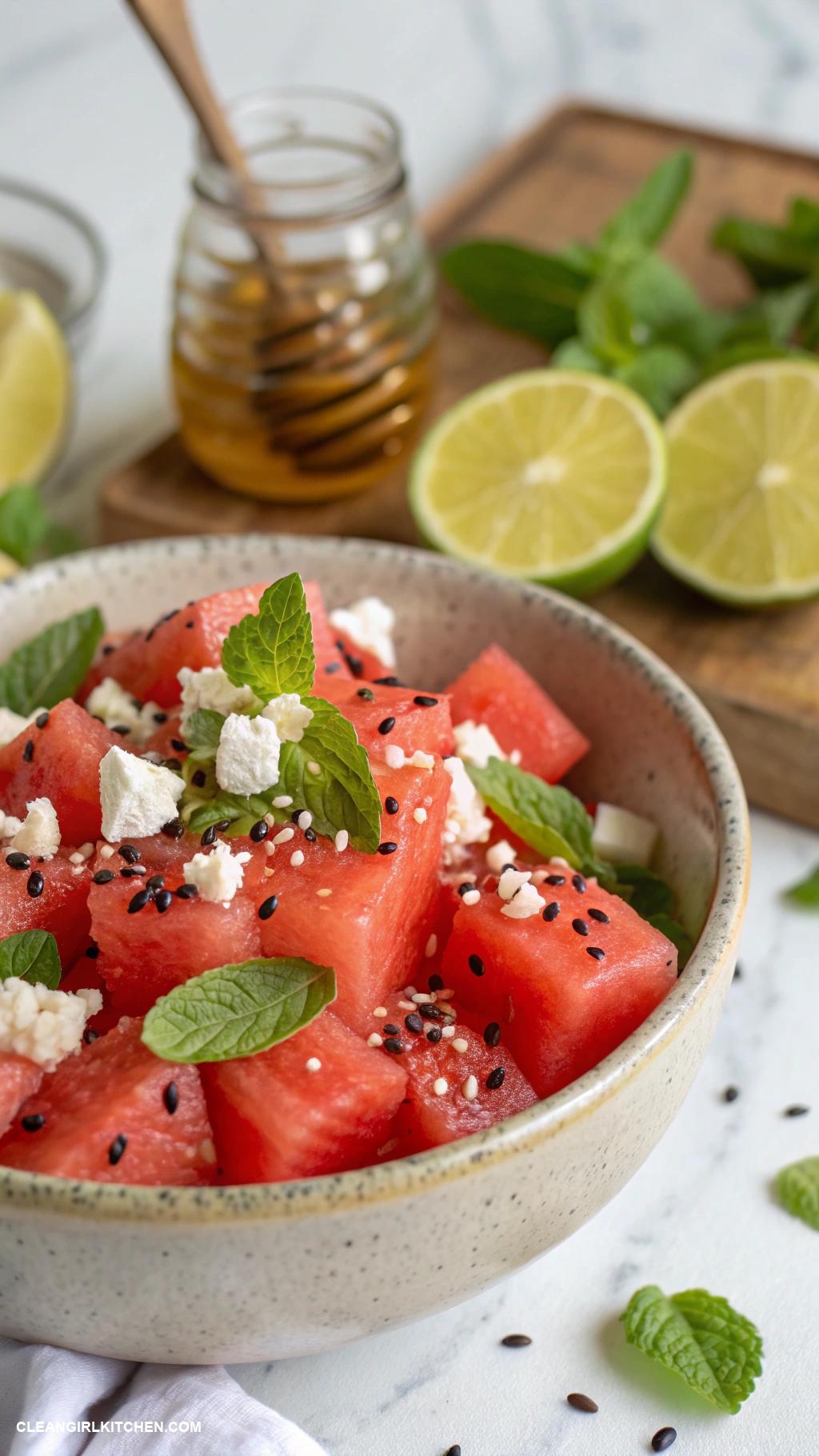 watermelon salads Refreshing Watermelon Salad with Lime and Honey Drizzle