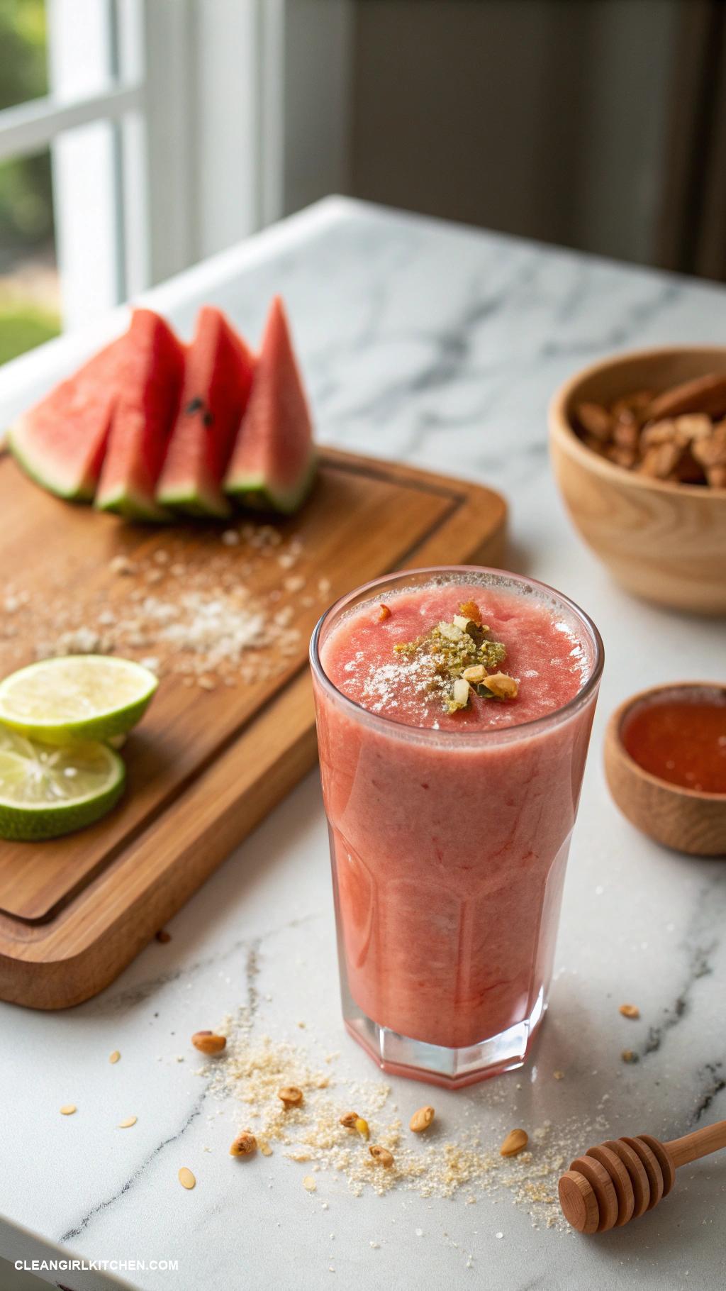 watermelon smoothie recipes Ginger Watermelon Smoothie Combine watermelon with fresh ginger honey and lime juice for a refreshing zing