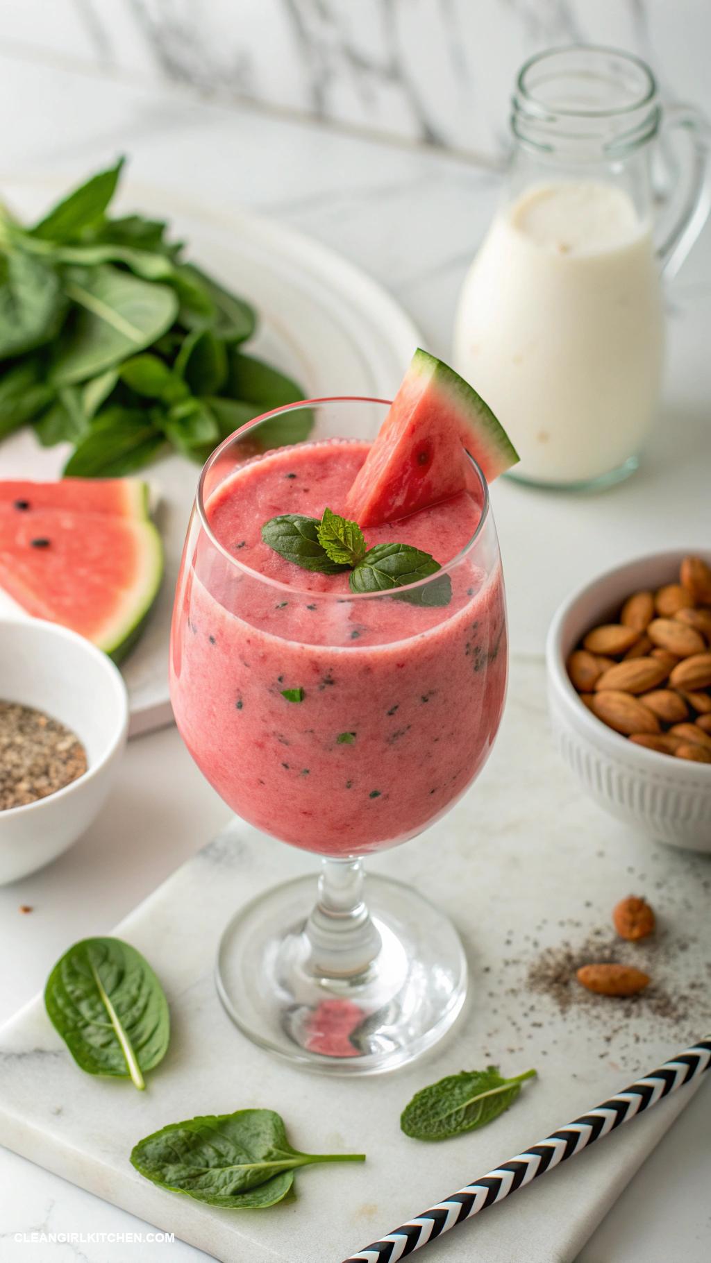 watermelon smoothie recipes Protein Watermelon Smoothie Mix watermelon with protein powder spinach and water or almond milk for a post workout drink