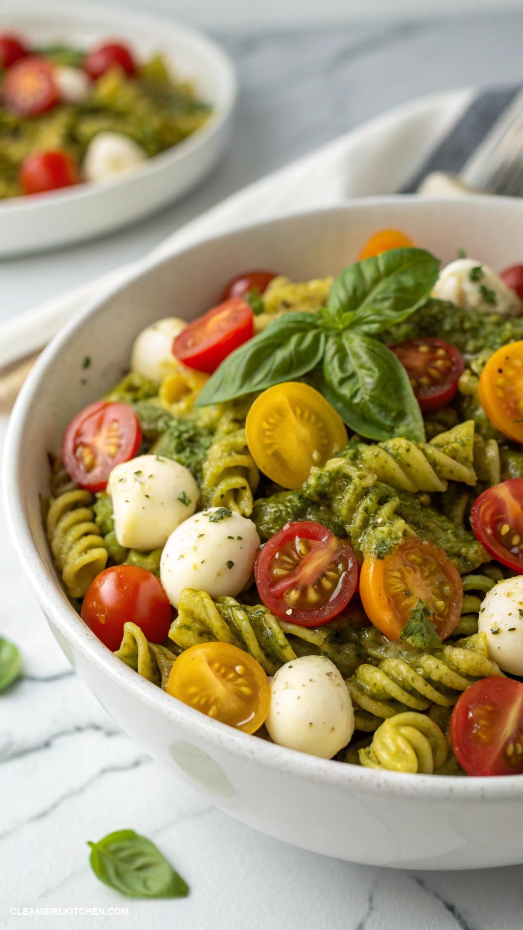 cold pasta salad recipes Caprese Pasta Salad with Basil Pesto and Mozzarella Balls