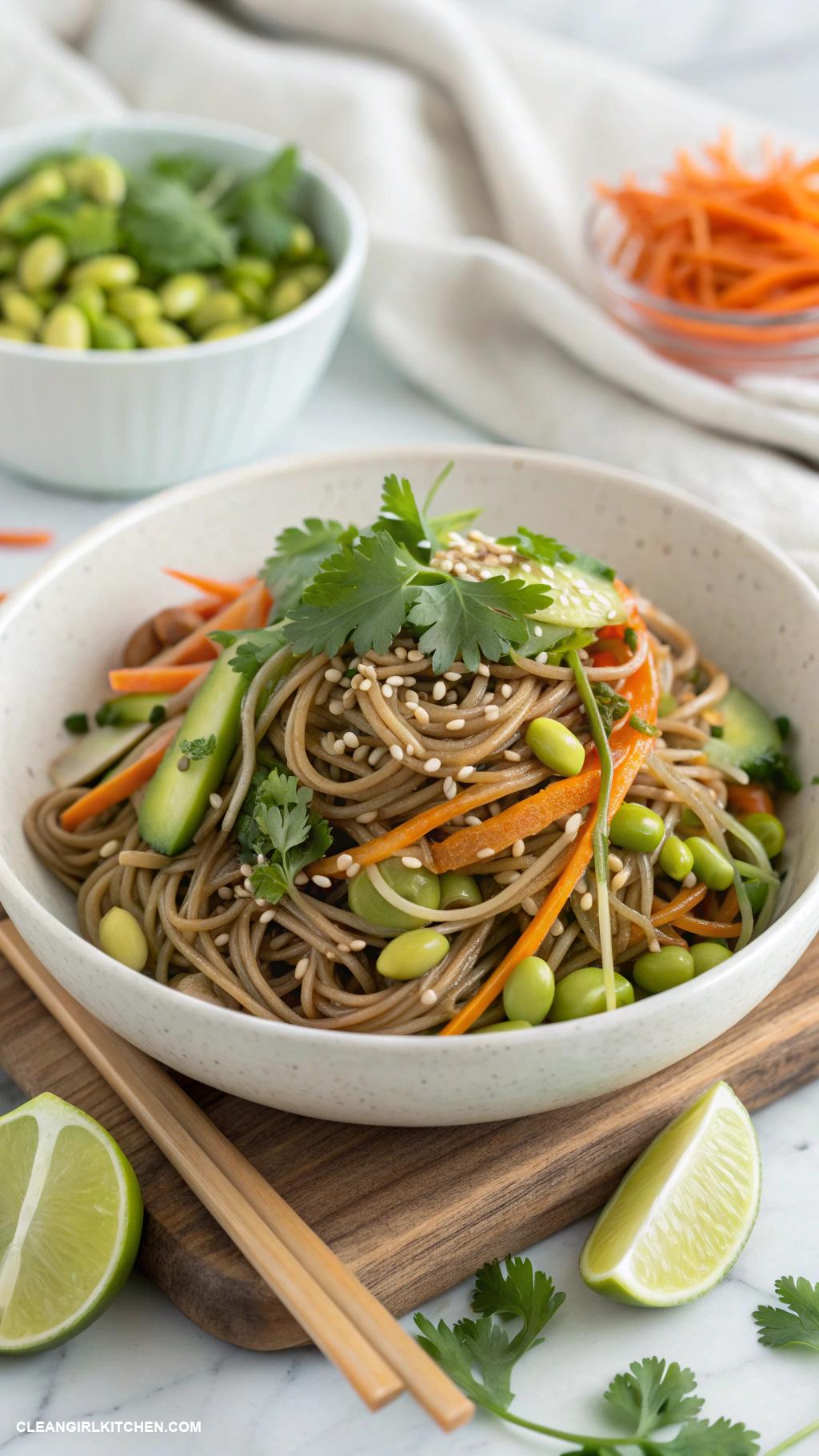 cold pasta salad recipes Cold Asian Noodle Salad with Edamame and Sesame Dressing