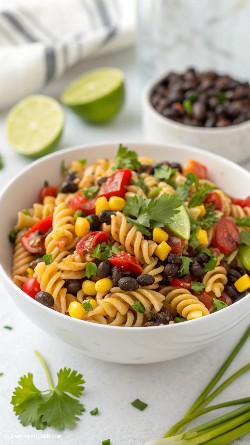 cold pasta salad recipes Spicy Southwest Pasta Salad with Black Beans and Corn