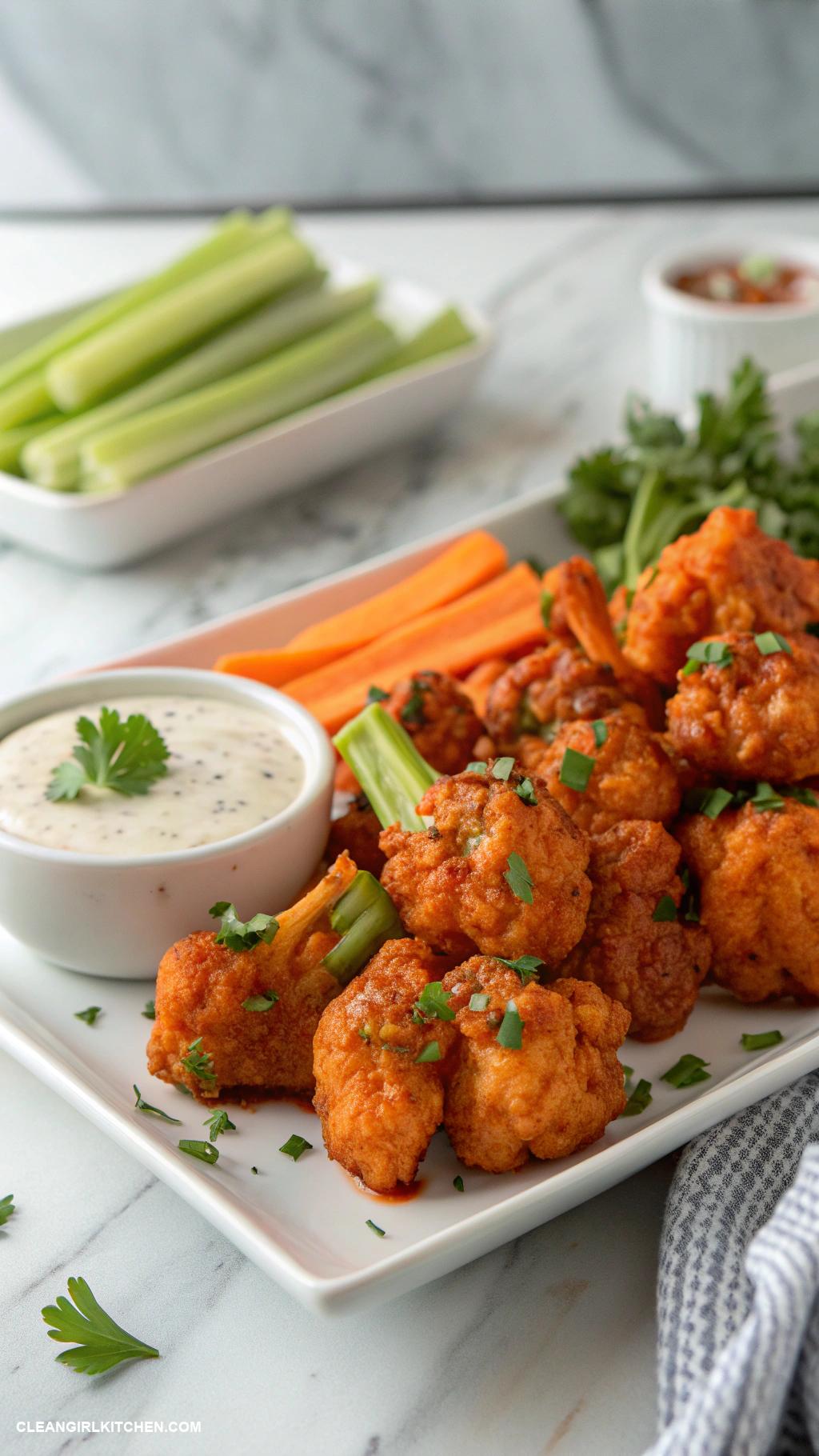healthy appetizers Cauliflower Buffalo Wings