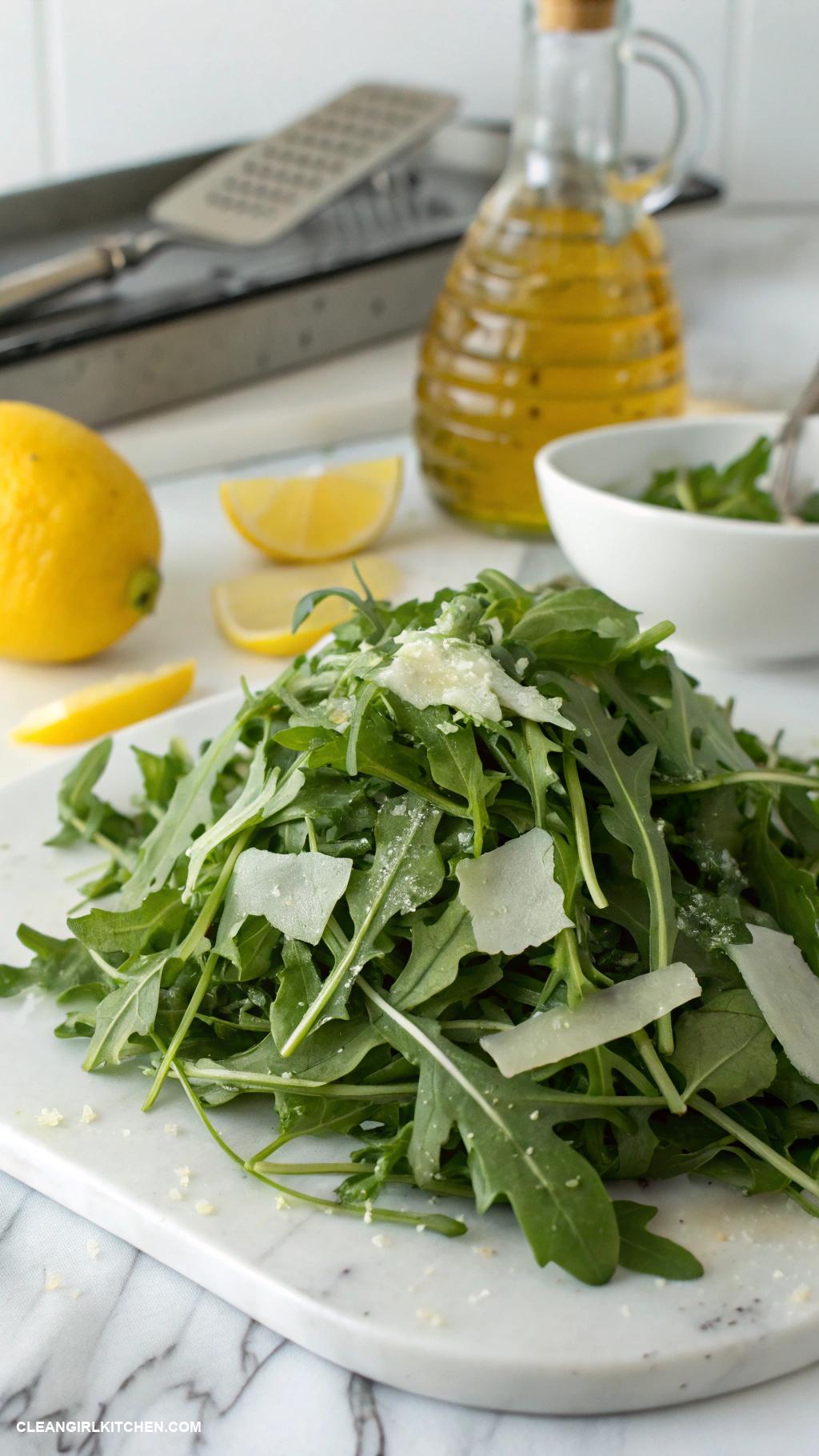 italian salads Arugula Salad Peppery arugula shaved Parmesan lemon juice and olive oil