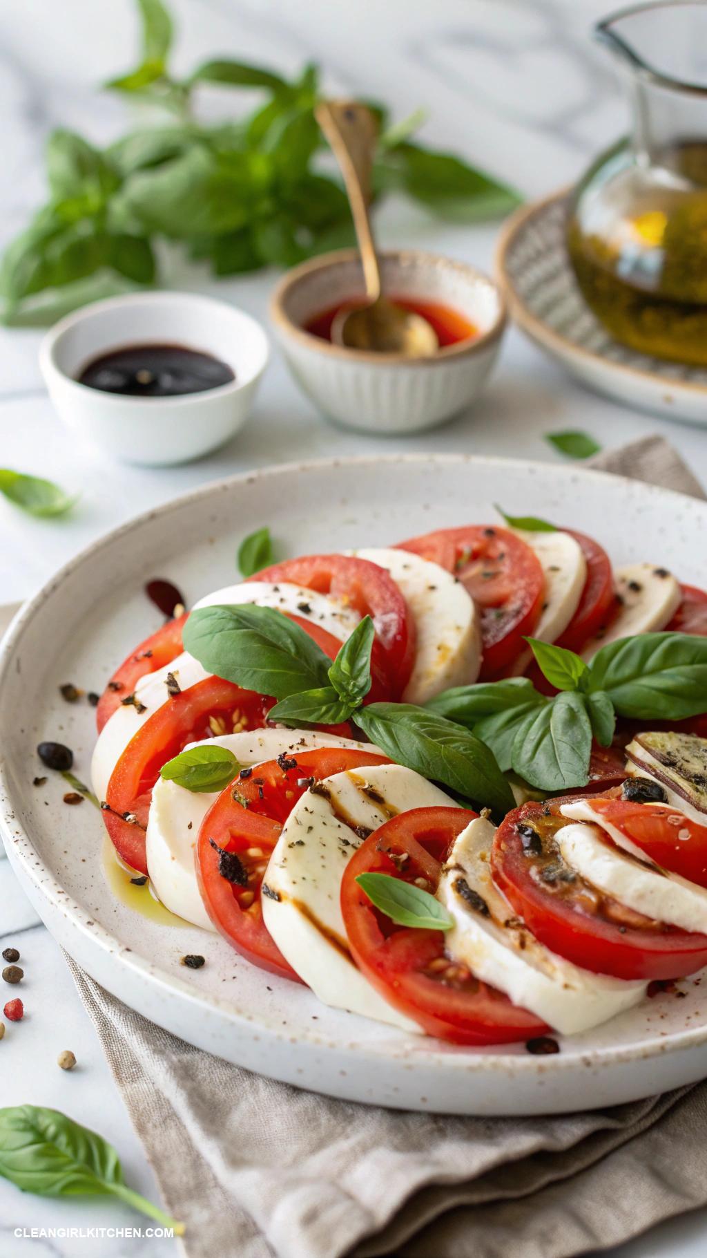 italian salads Caprese Salad Fresh mozzarella tomatoes basil olive oil and balsamic vinegar