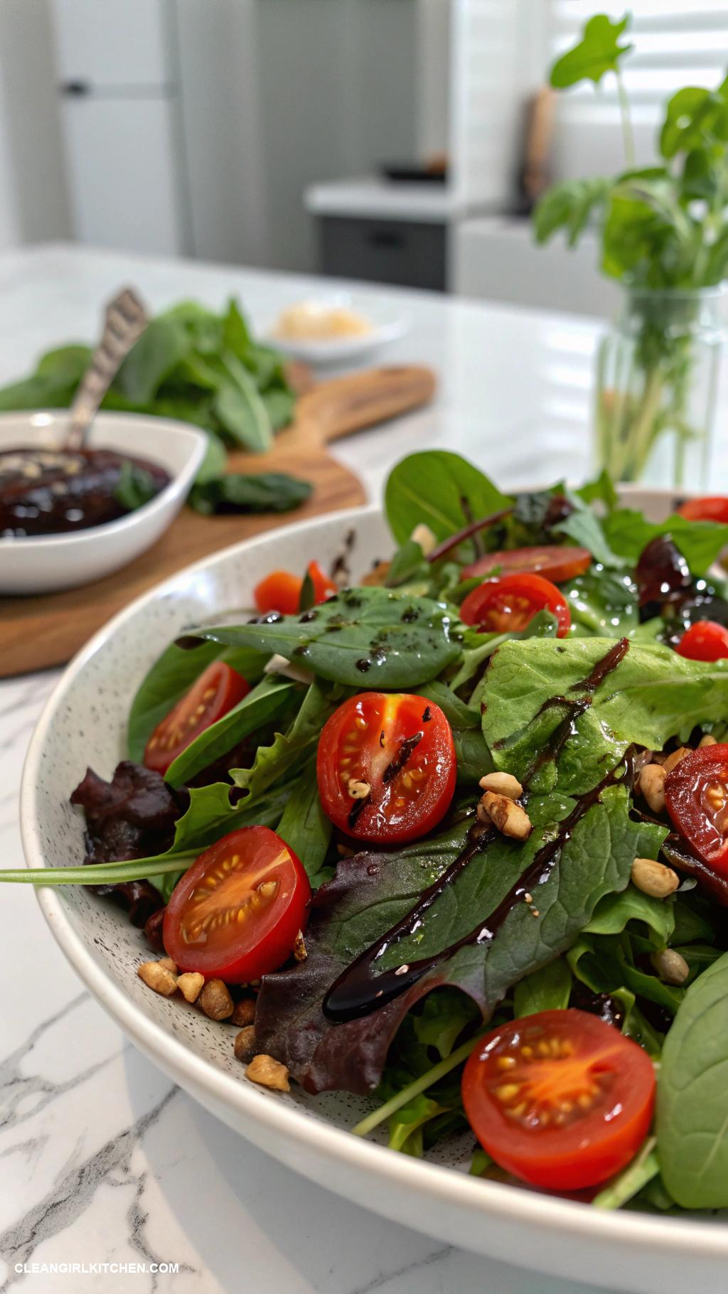 italian salads Mixed Greens with Balsamic Reduction Assorted greens cherry tomatoes and a balsamic reduction drizzle