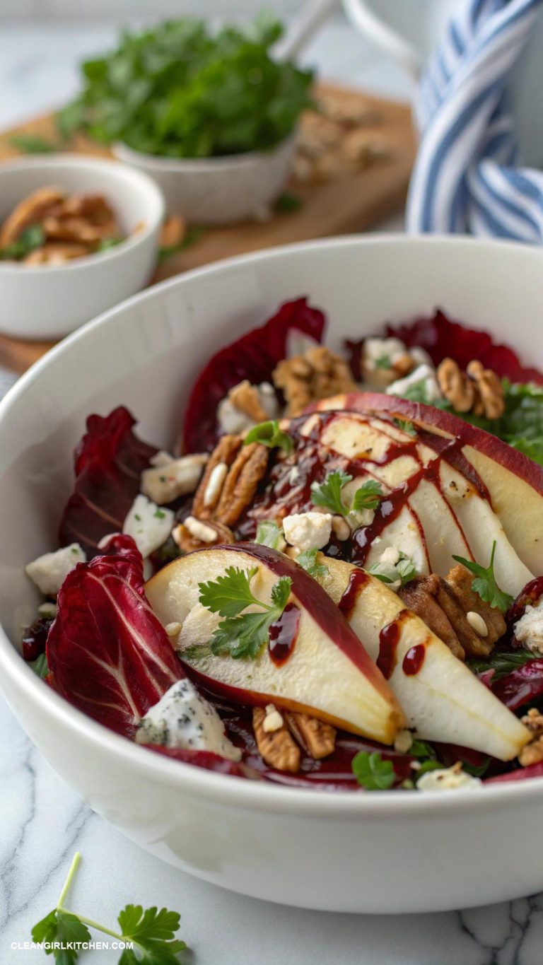 italian salads Radicchio Salad Grilled radicchio pears walnuts and blue cheese with balsamic glaze