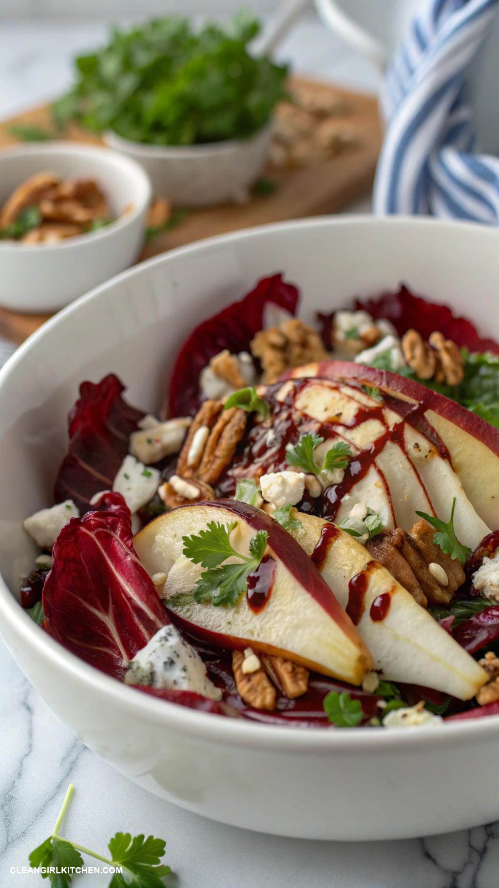 italian salads Radicchio Salad Grilled radicchio pears walnuts and blue cheese with balsamic glaze