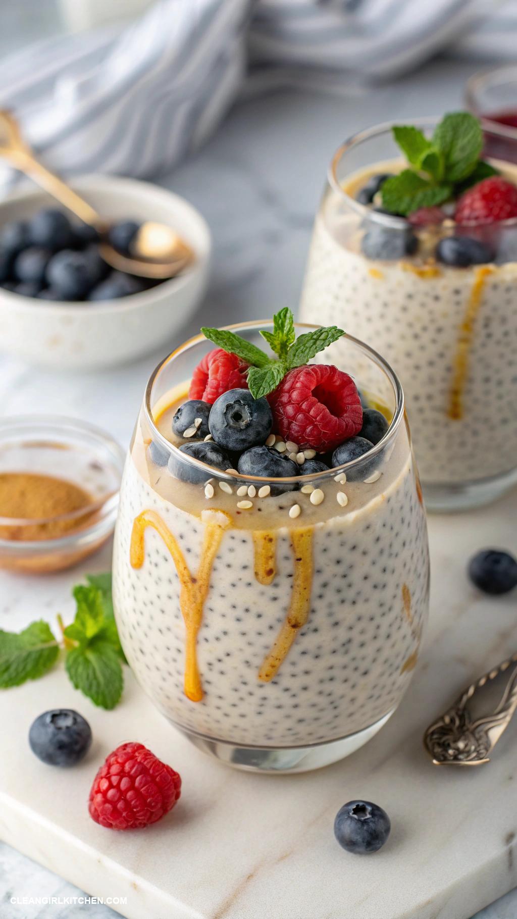 healthy chia pudding recipes Basic Vanilla Chia Pudding Combine 14 cup chia seeds 1 cup almond milk 1 tsp vanilla extract and sweeten with honey or maple syrup