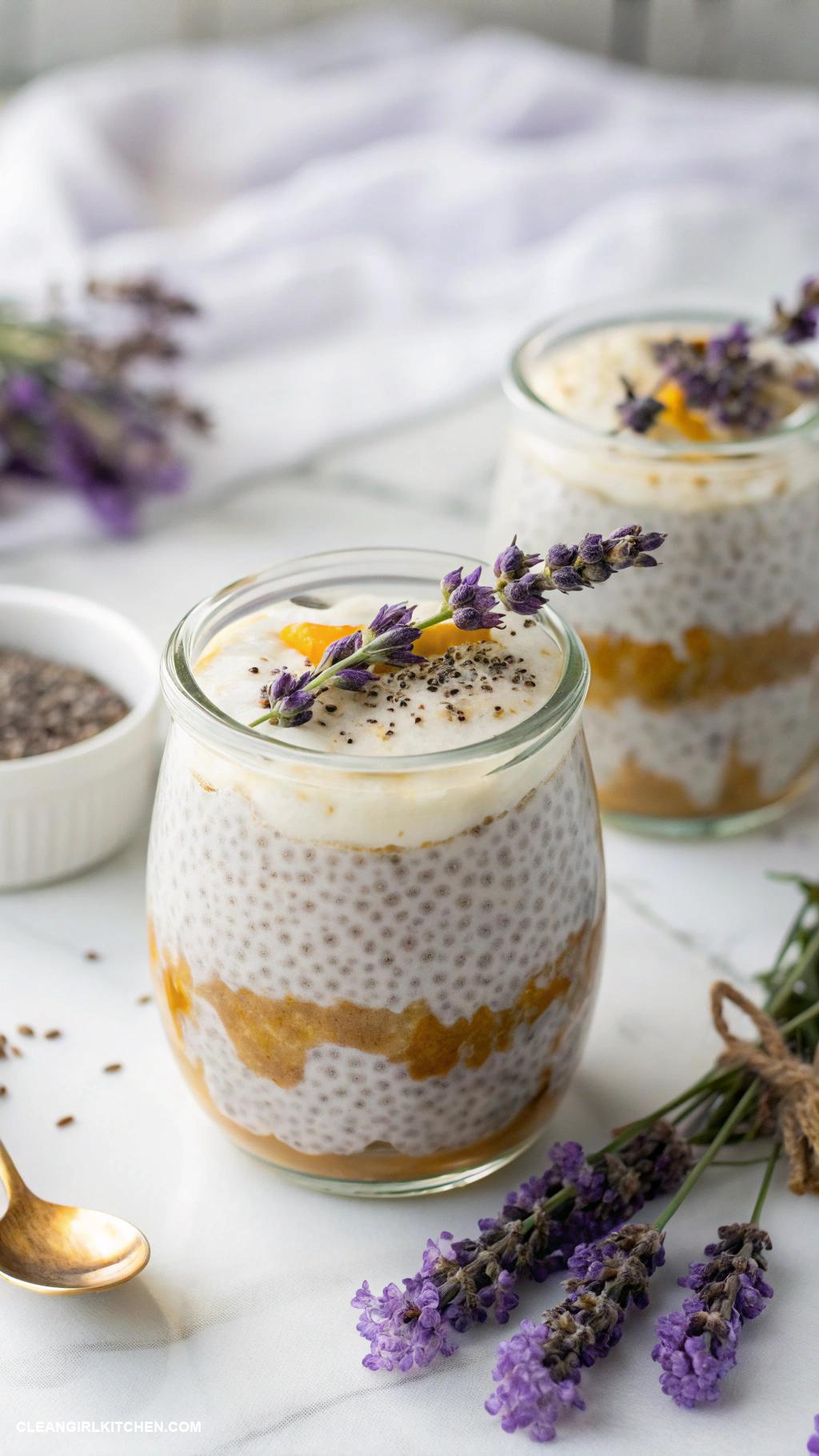 healthy chia pudding recipes Lavender Honey Chia Pudding Combine chia seeds with almond milk honey and dried lavender. Let it sit overnight and garnish with lavender sprigs