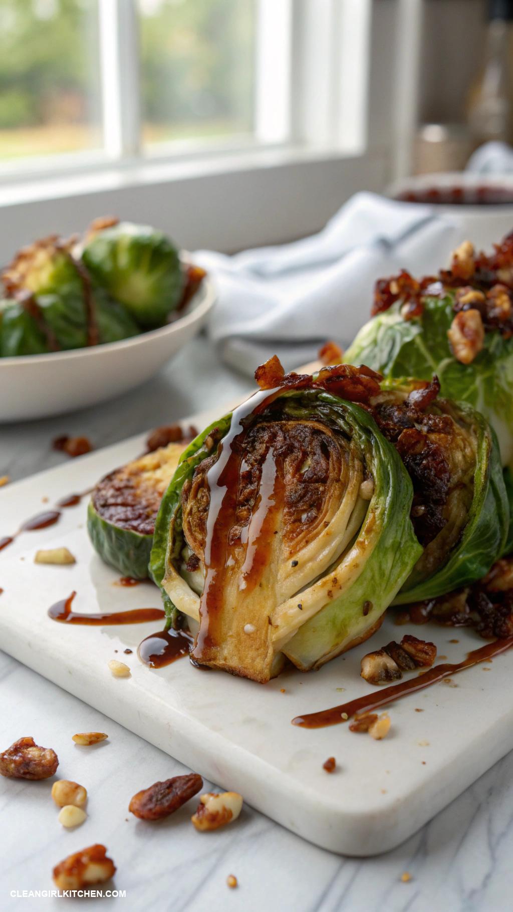 healthy christmas appetizers Roasted Brussels Sprouts with Bacon and Maple Drizzle