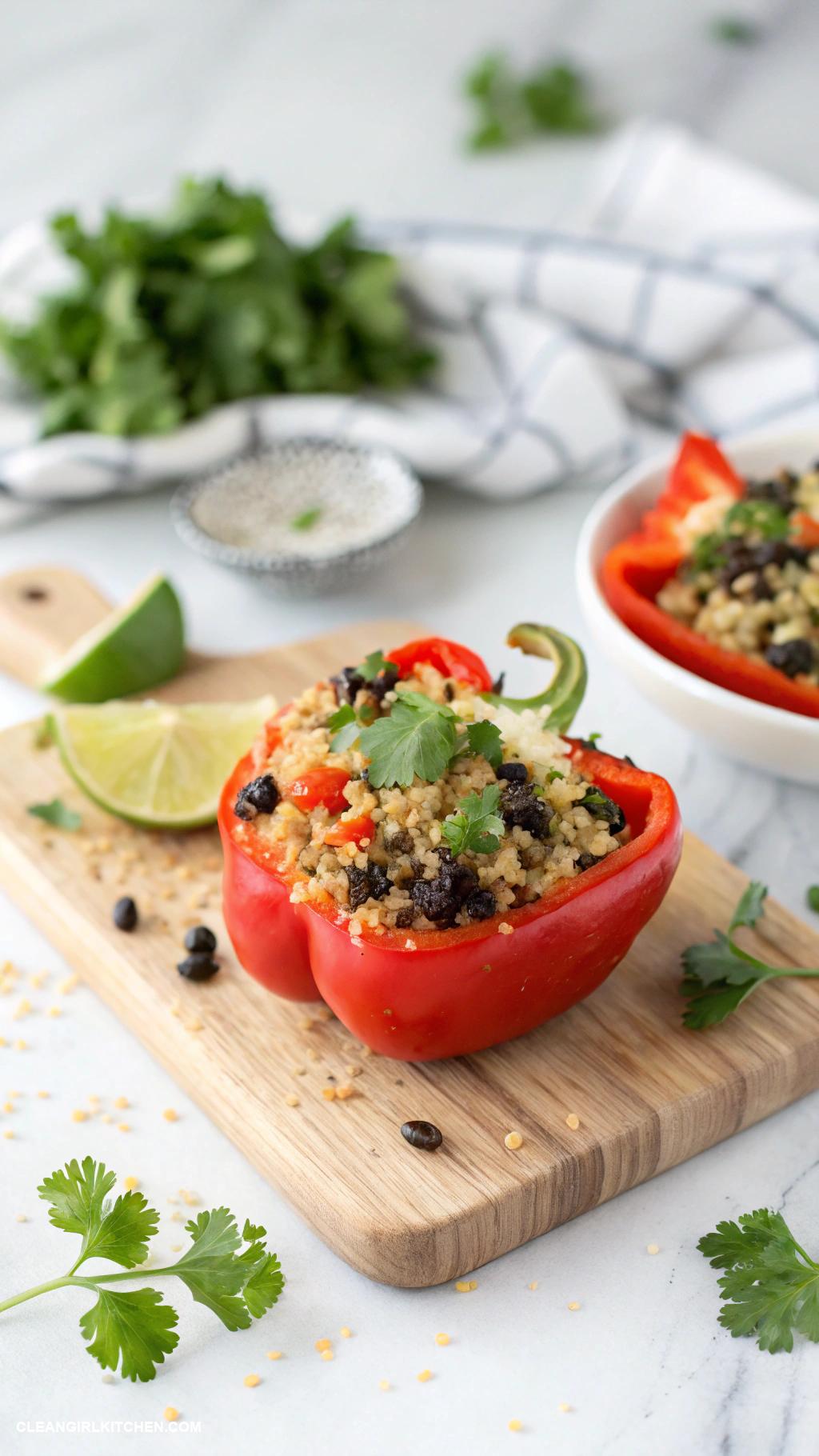 healthy christmas appetizers Stuffed Mini Peppers with Quinoa and Black Beans