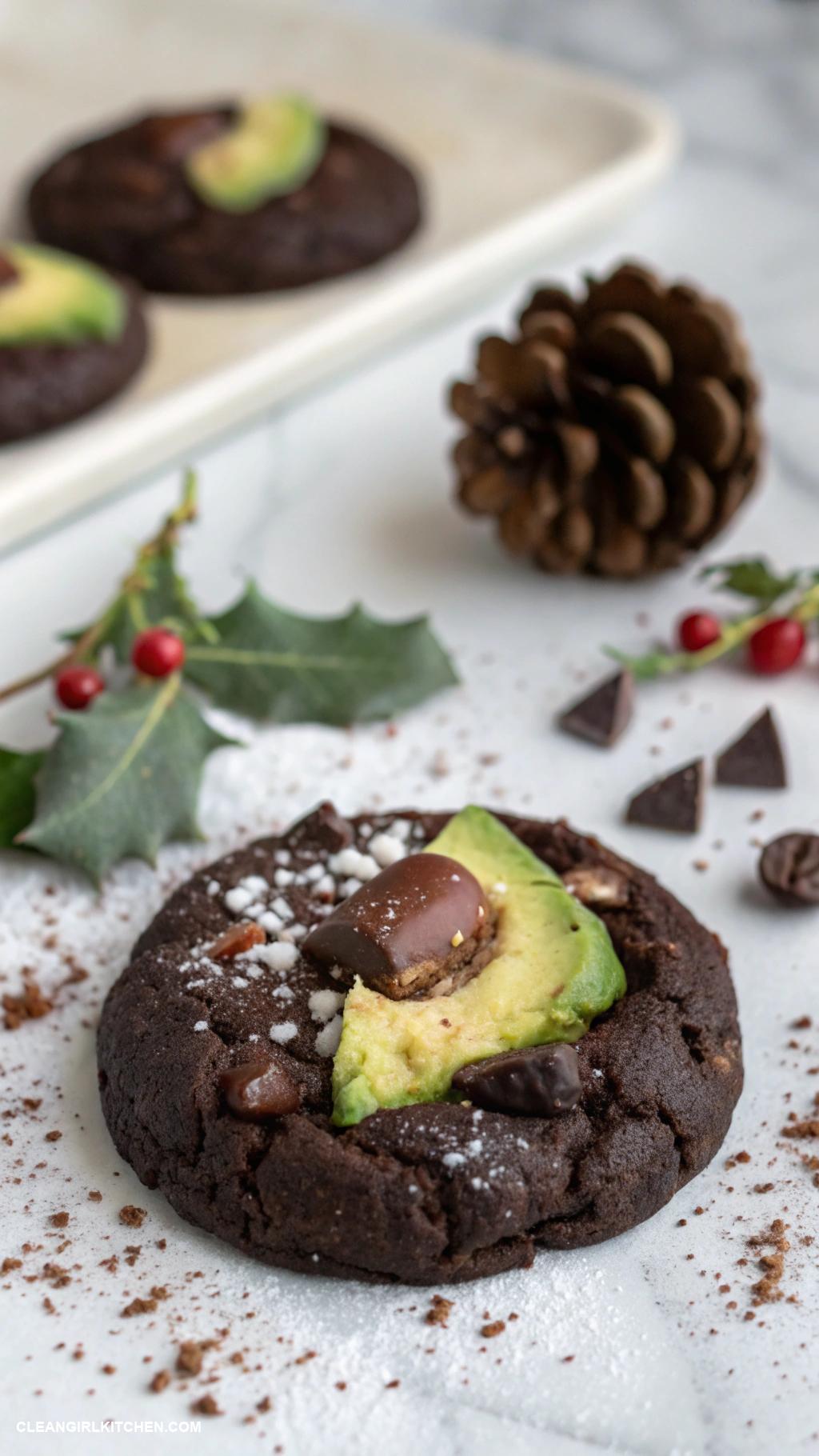 healthy christmas cookies Dark Chocolate Avocado Cookies
