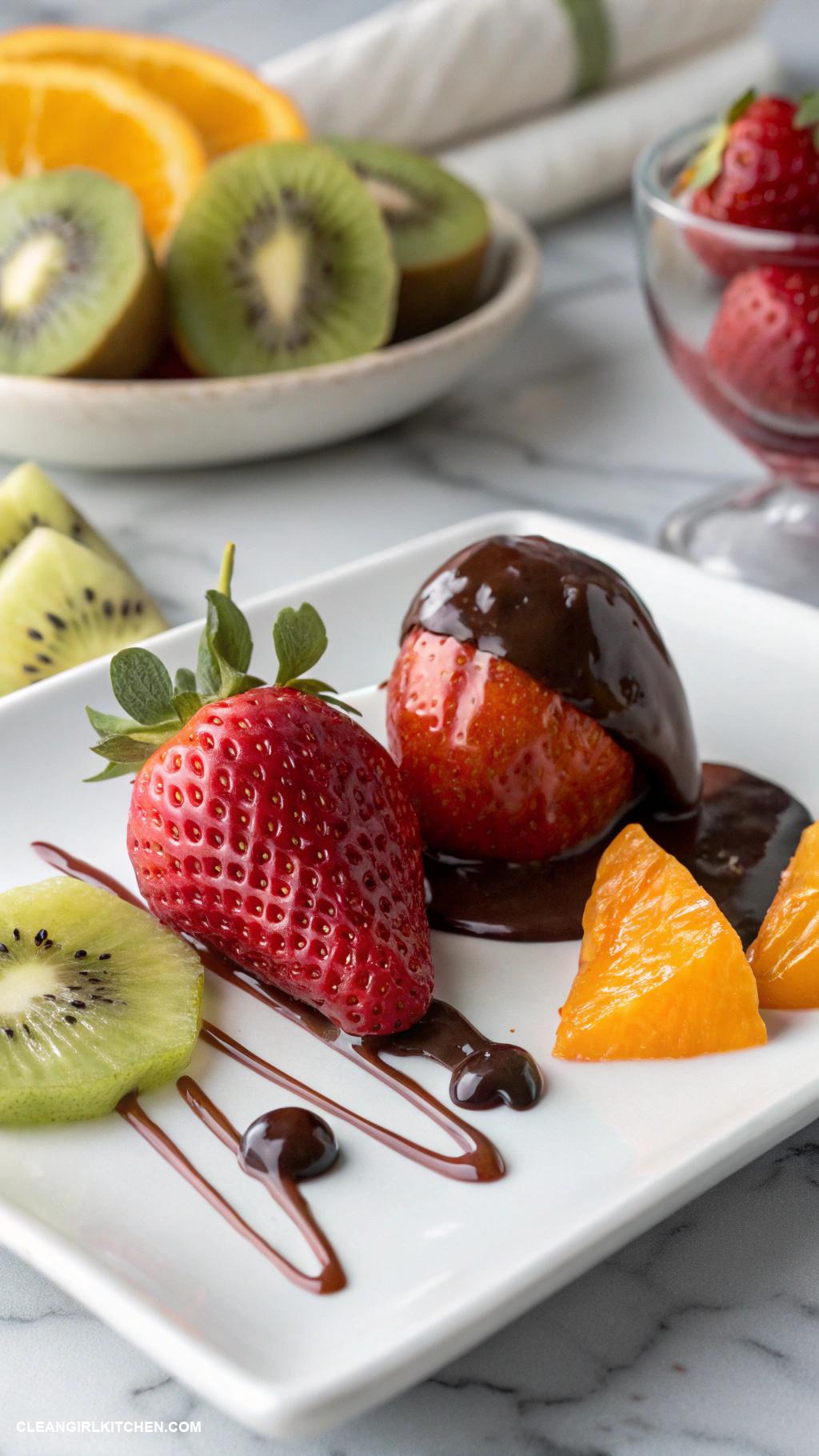 healthy christmas dinner Dark Chocolate Dipped Fruit for Dessert