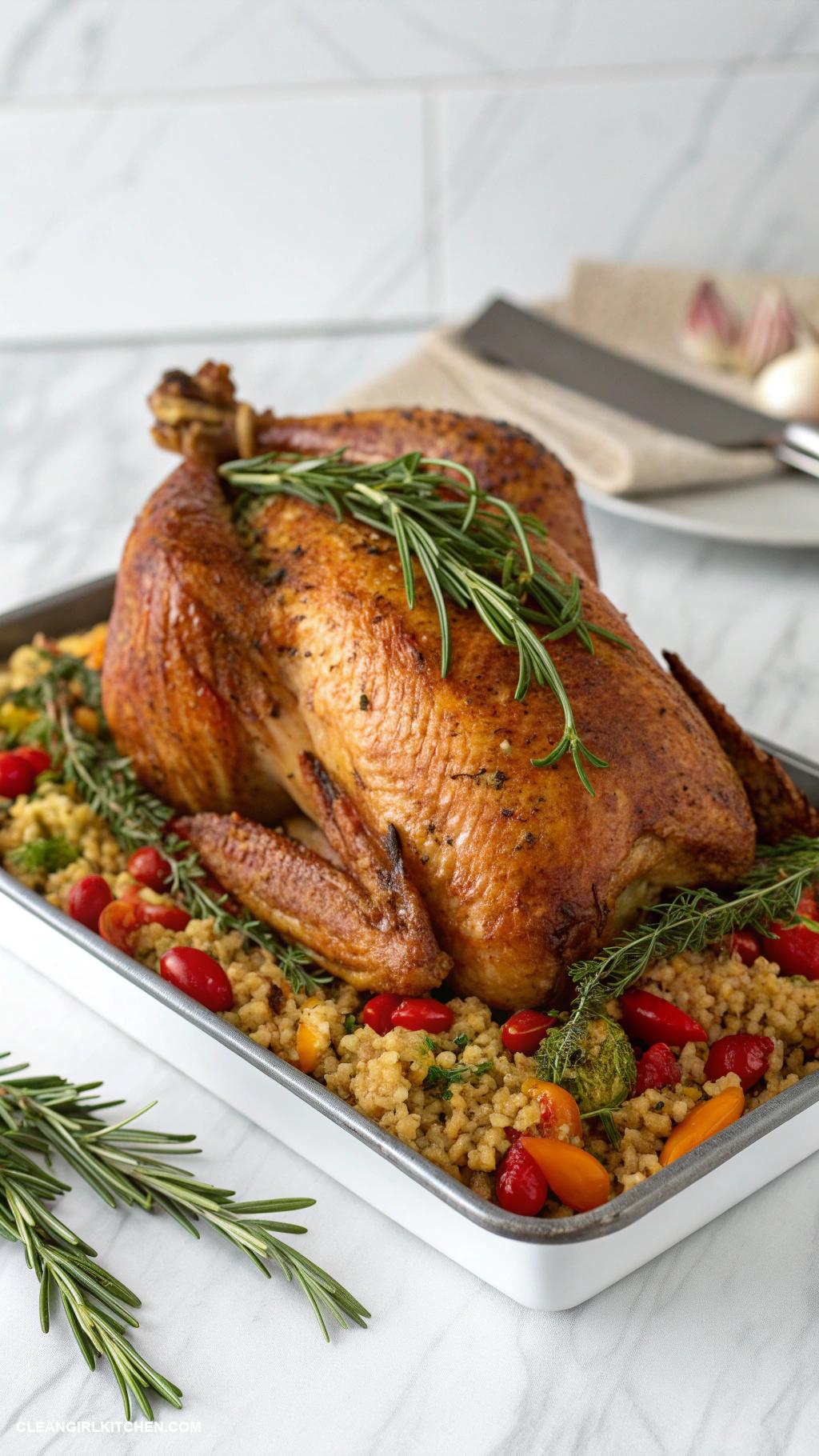 healthy christmas dinner Herb Roasted Turkey with Quinoa Stuffing