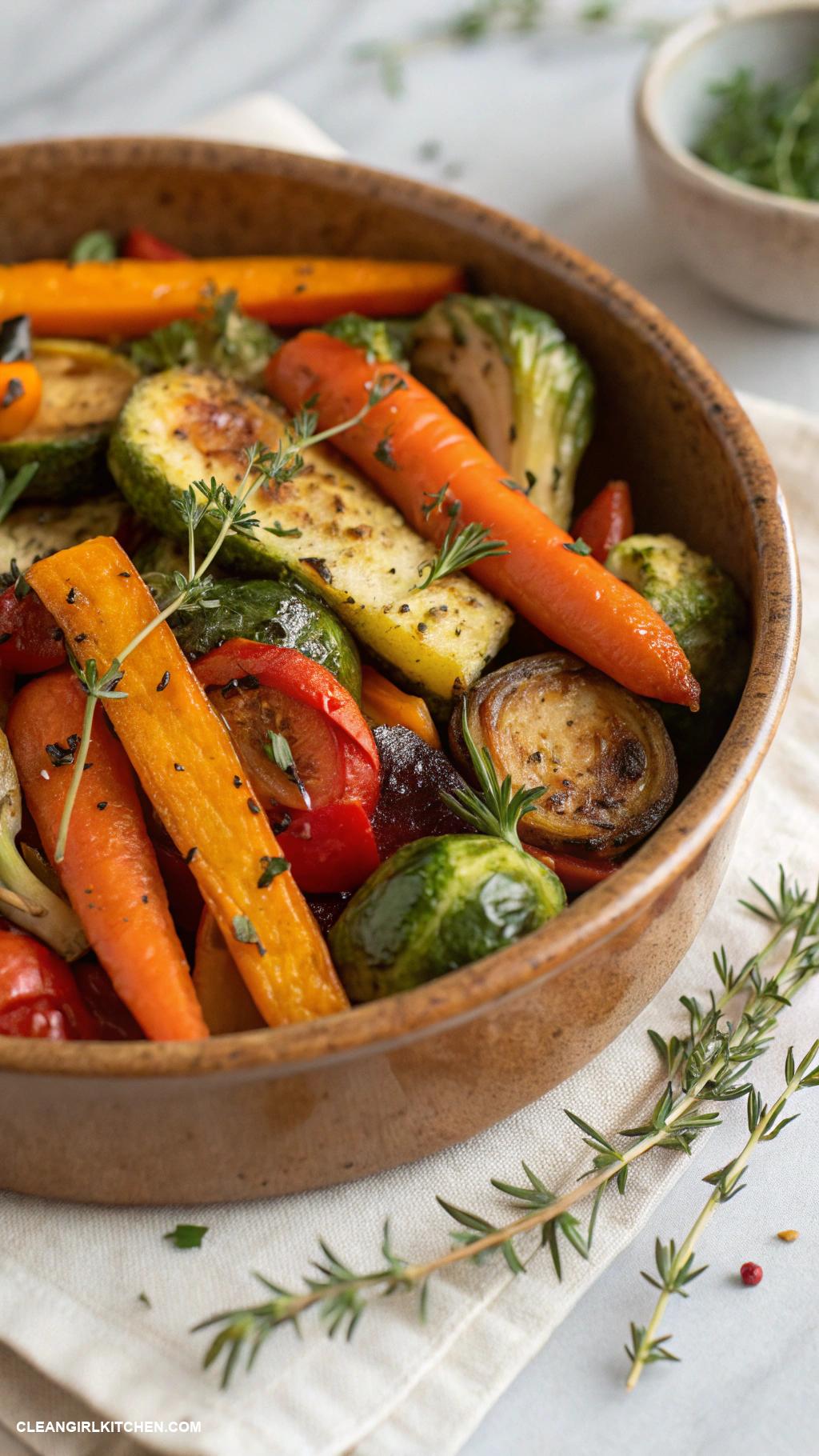 healthy christmas dinner Roasted Vegetable Medley with Olive Oil and Herbs