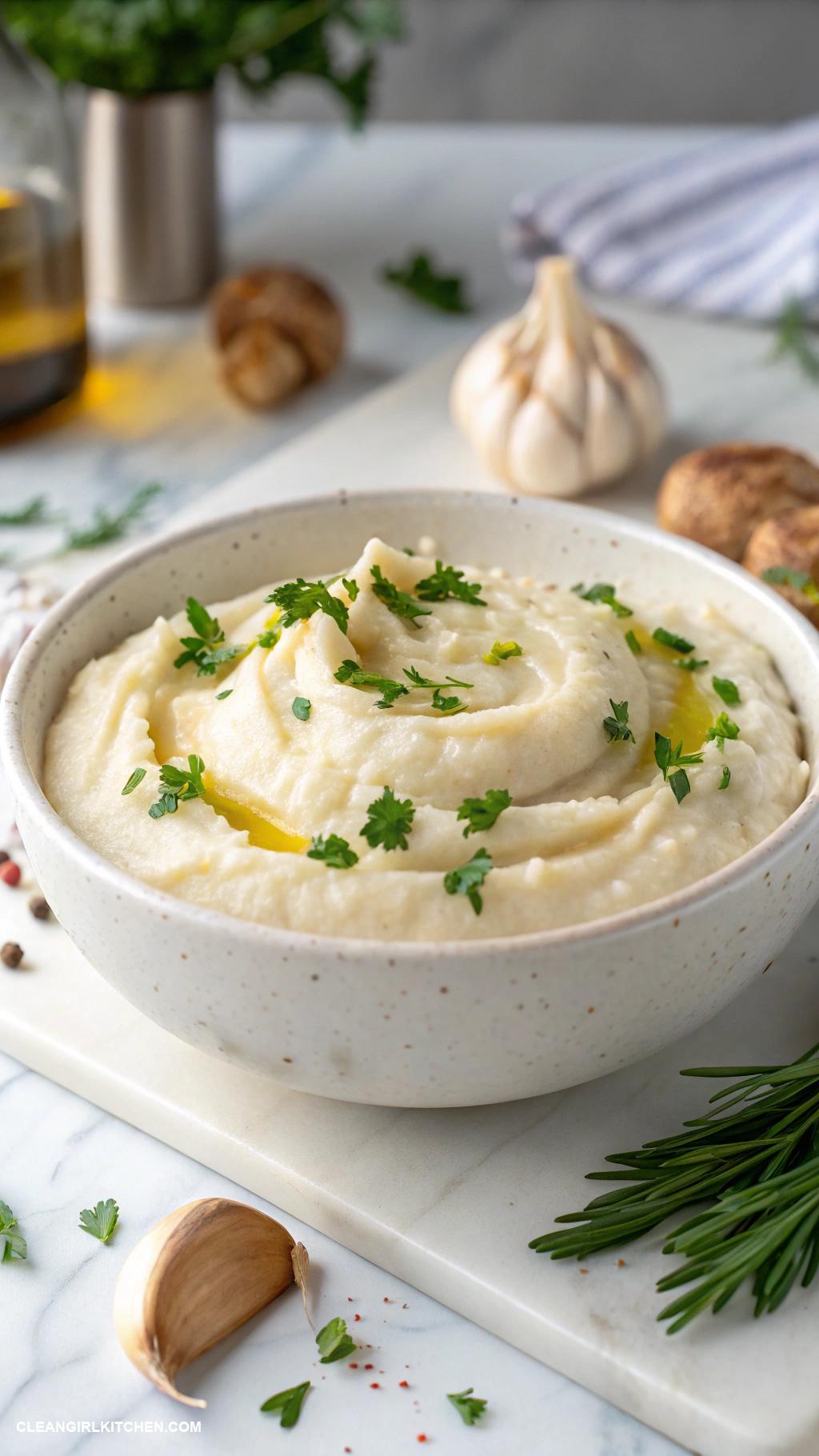healthy christmas food Cauliflower Mash with Garlic