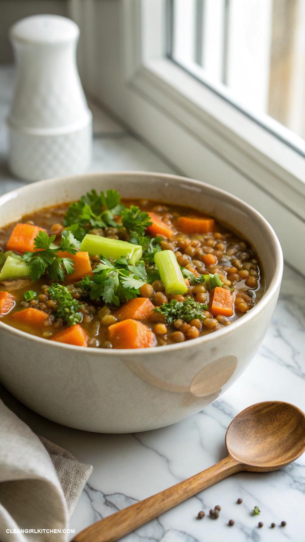healthy christmas food Lentil Soup with Carrots and Celery